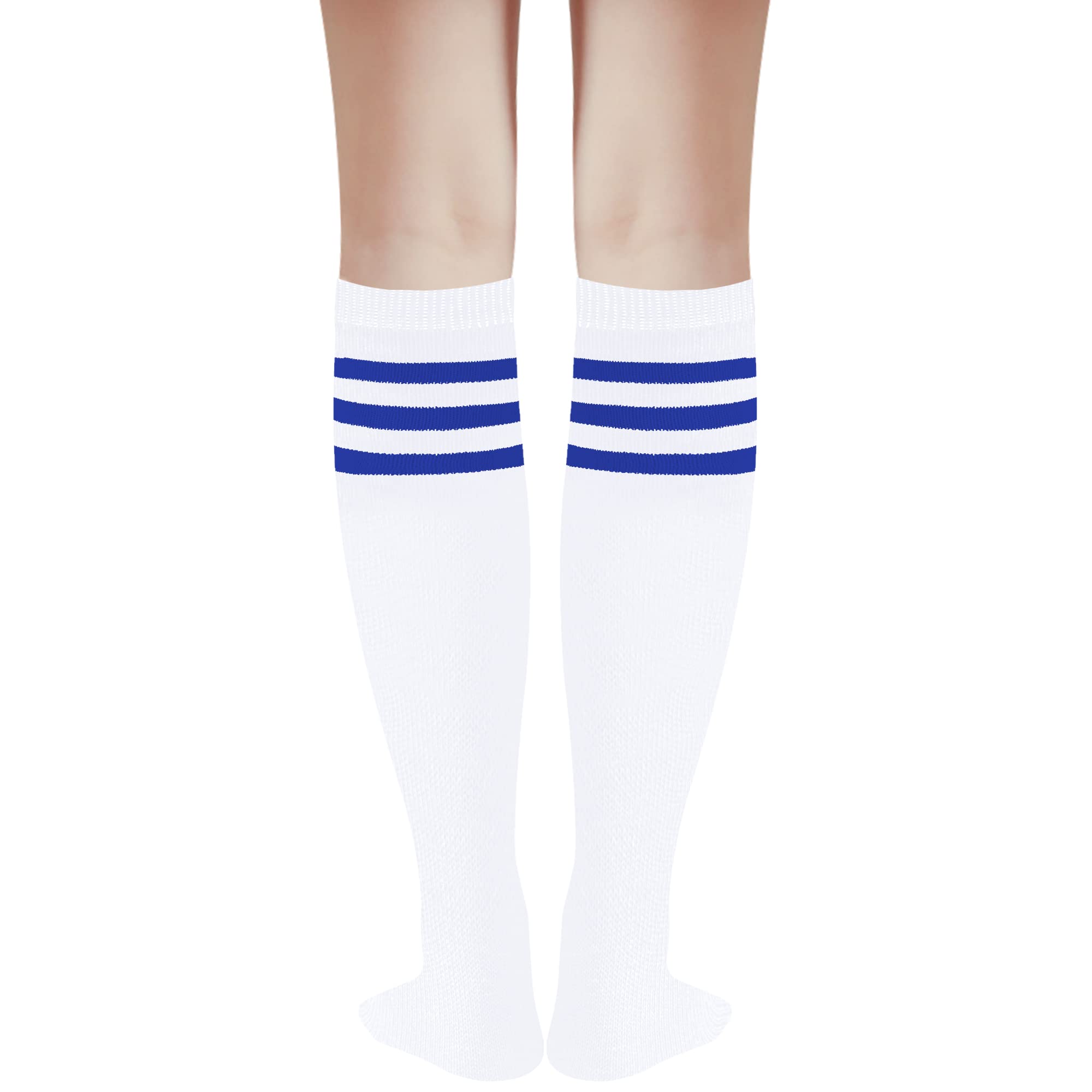Women's Knee High Athletic Socks - Striped Running & Baseball Socks for Outdoor Sports
