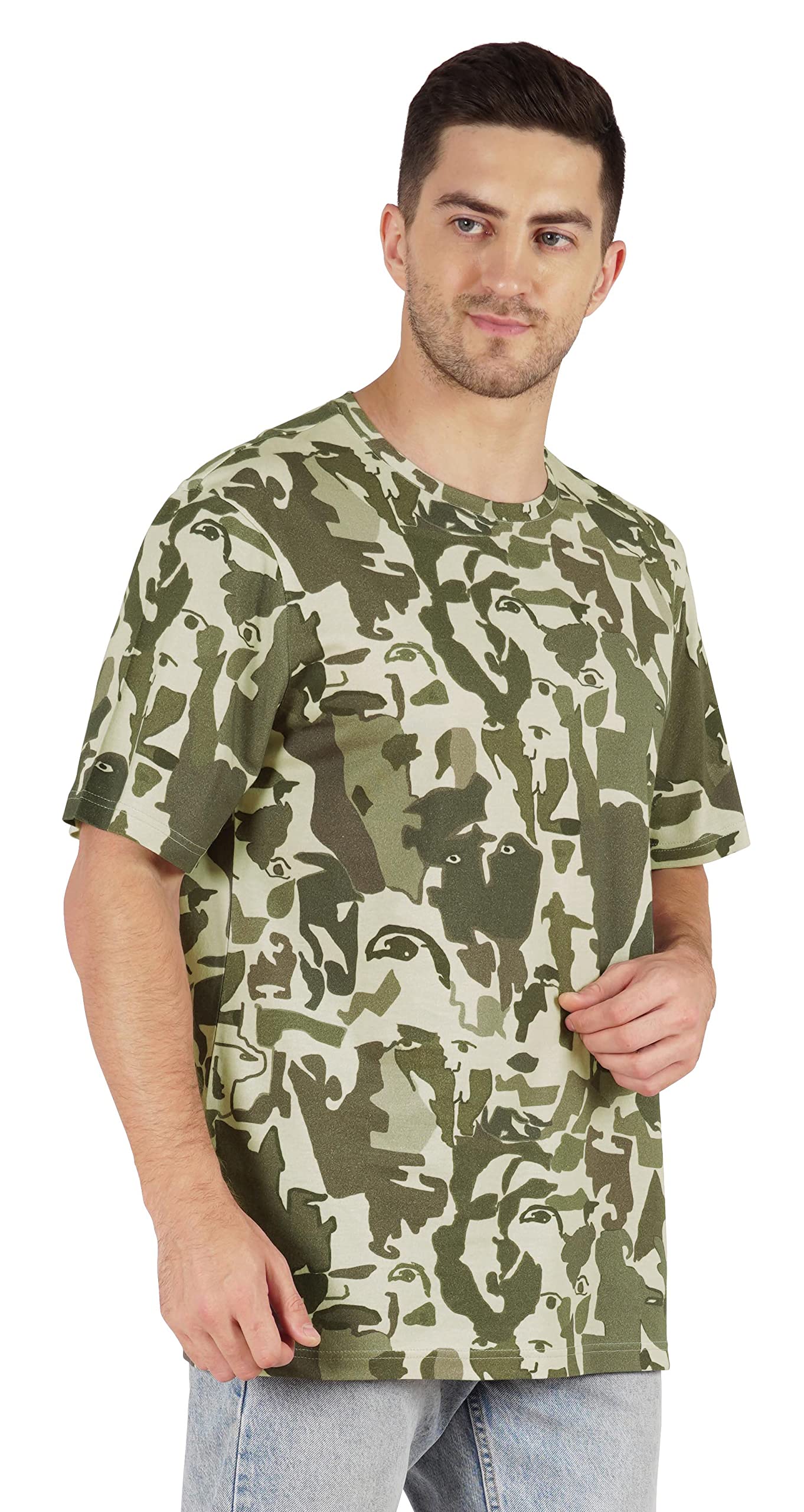 Inkmeso Men's Half Sleeve T-Shirt - Loose Fit Casual Printed Tee for Summer, Beach & Holiday - Breathable Cotton Shirt for Outdoor Activities, Travel & Streetwear