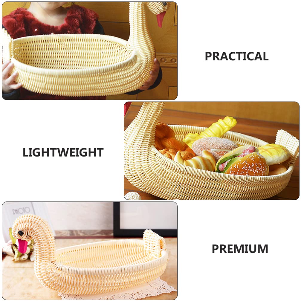 DOITOOL Handmade Rattan Storage Basket - 1pc Natural Woven Bathroom Organizer, Desktop Plastic Utility Basket for Kids Toys & Snacks | Perfect for Home Decor, Nursery Storage & Bathroom Organization
