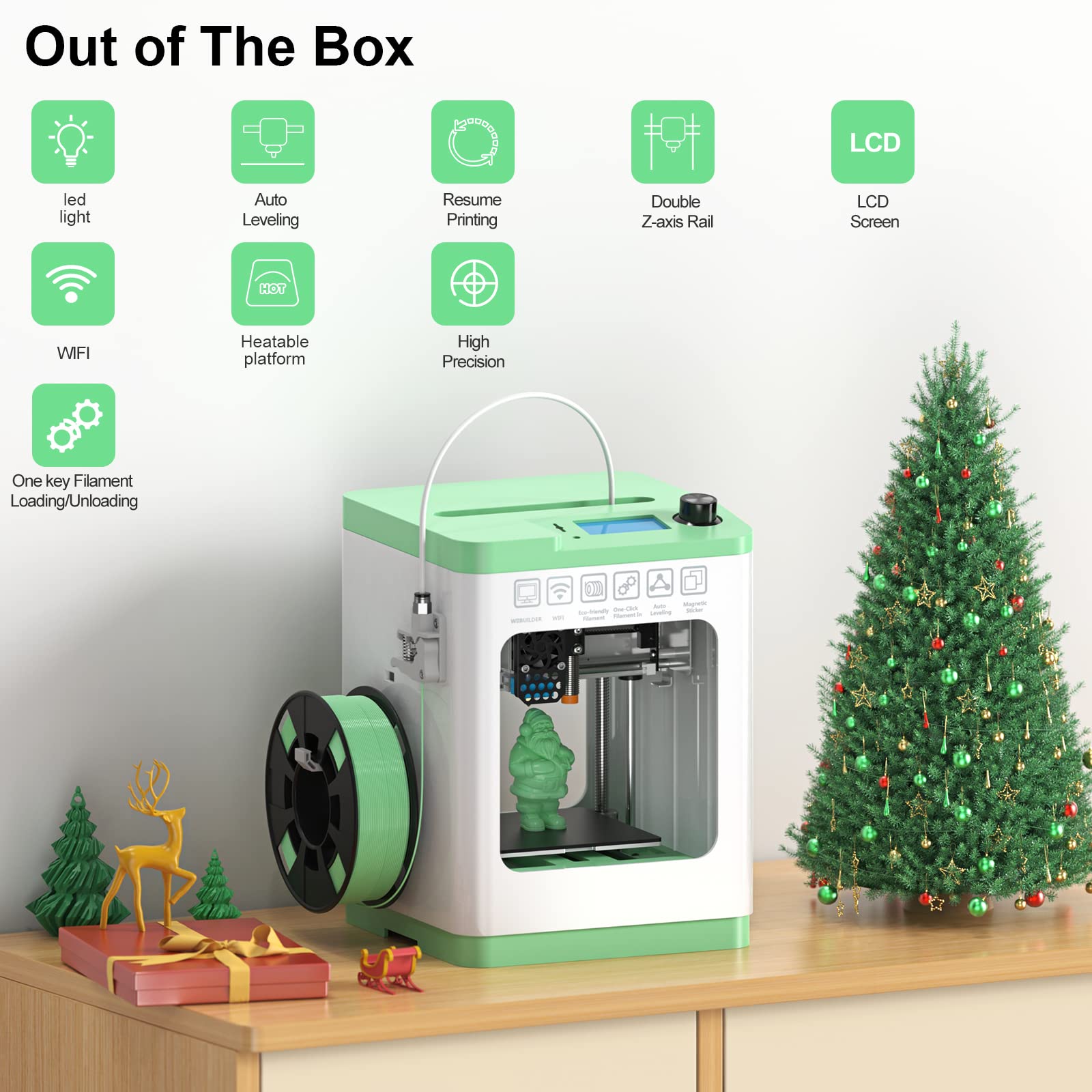 Tina2S WiFi 3D Printer with Cloud Printing - Fully Assembled Mini 3D Printer for Beginners & Kids - Auto Leveling, High Precision, Smart Control & Heated Spring Steel Build Plate - Perfect for Home, School & DIY Projects
