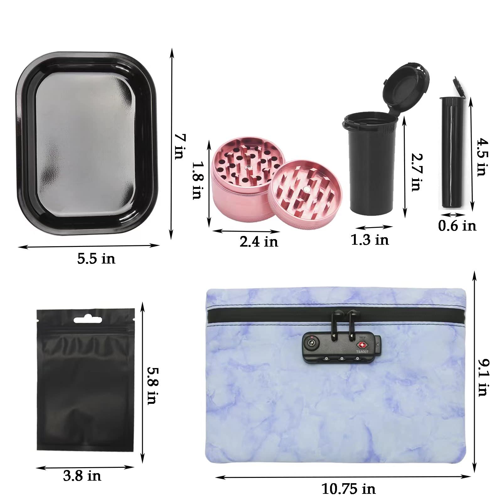GEEDUD 6-Piece Marble Purple Handbag Set - Stylish Women's Tote, Crossbody & Clutch Purse Collection for Work, Travel & Evening Out