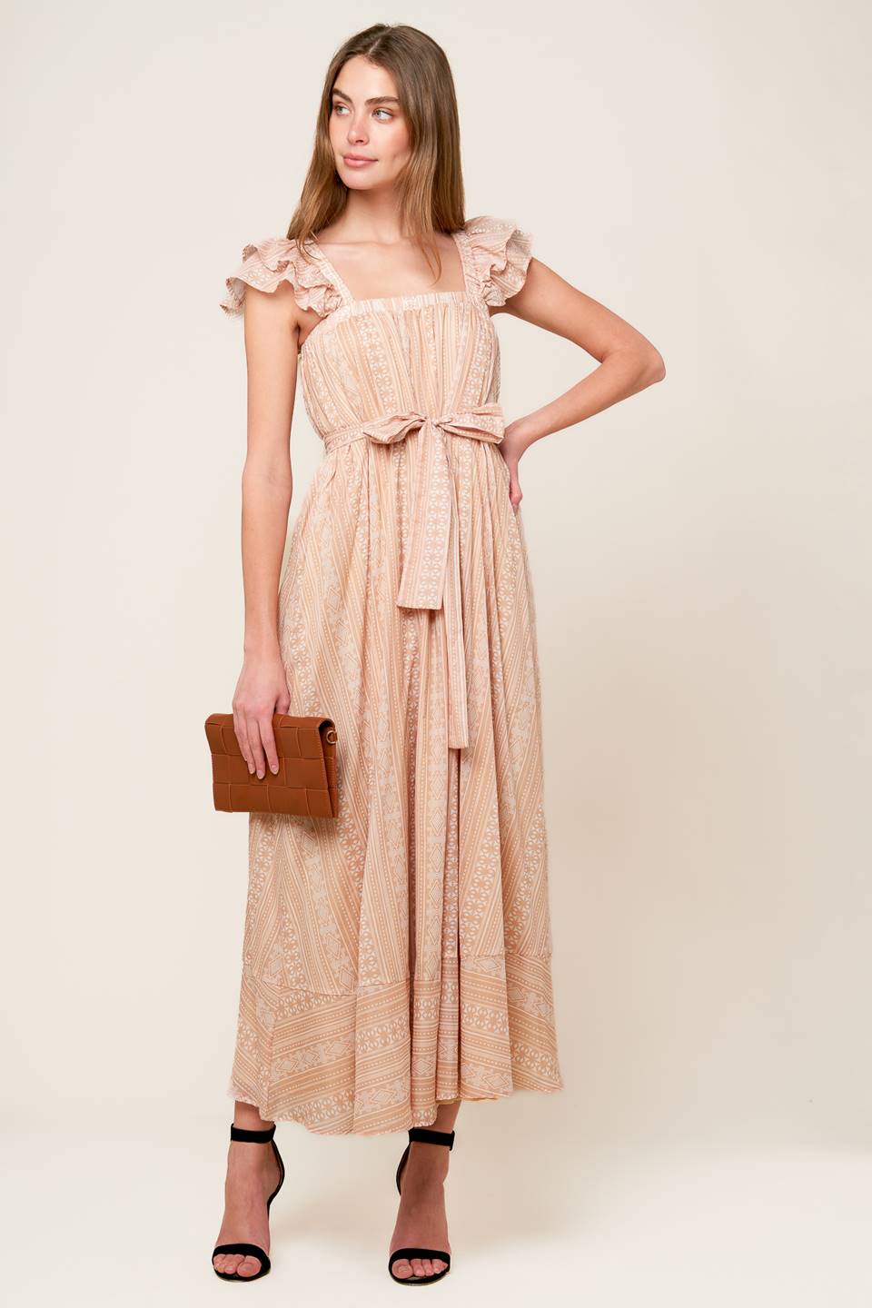 Frolic Through Fields Woven Midi Dress - Floral Boho Summer Dress for Women, Perfect for Beach Vacations & Outdoor Weddings