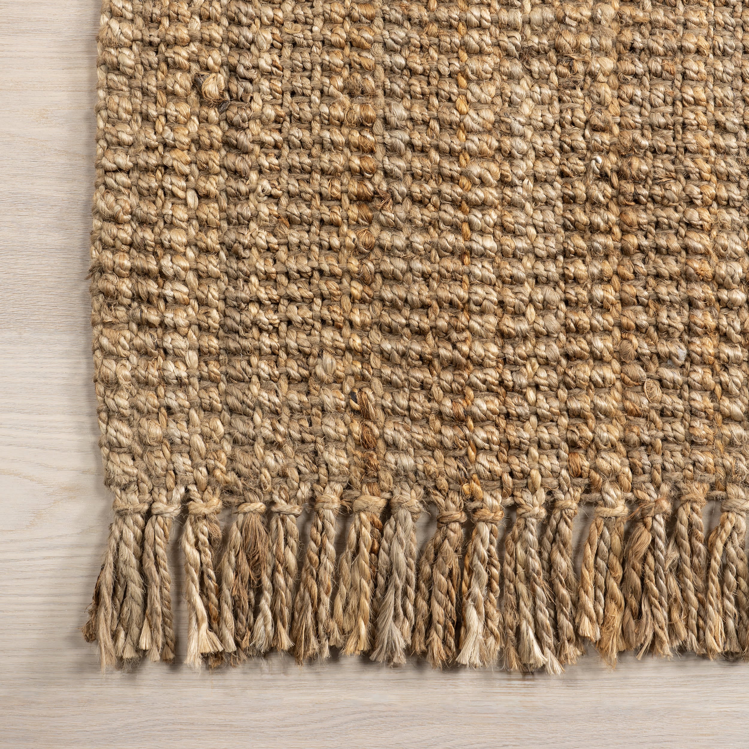 Chunky Jute Tasseled Rug - Natural Handwoven Boho Area Rug for Living Room, Bedroom & Nursery | Eco-Friendly Home Decor
