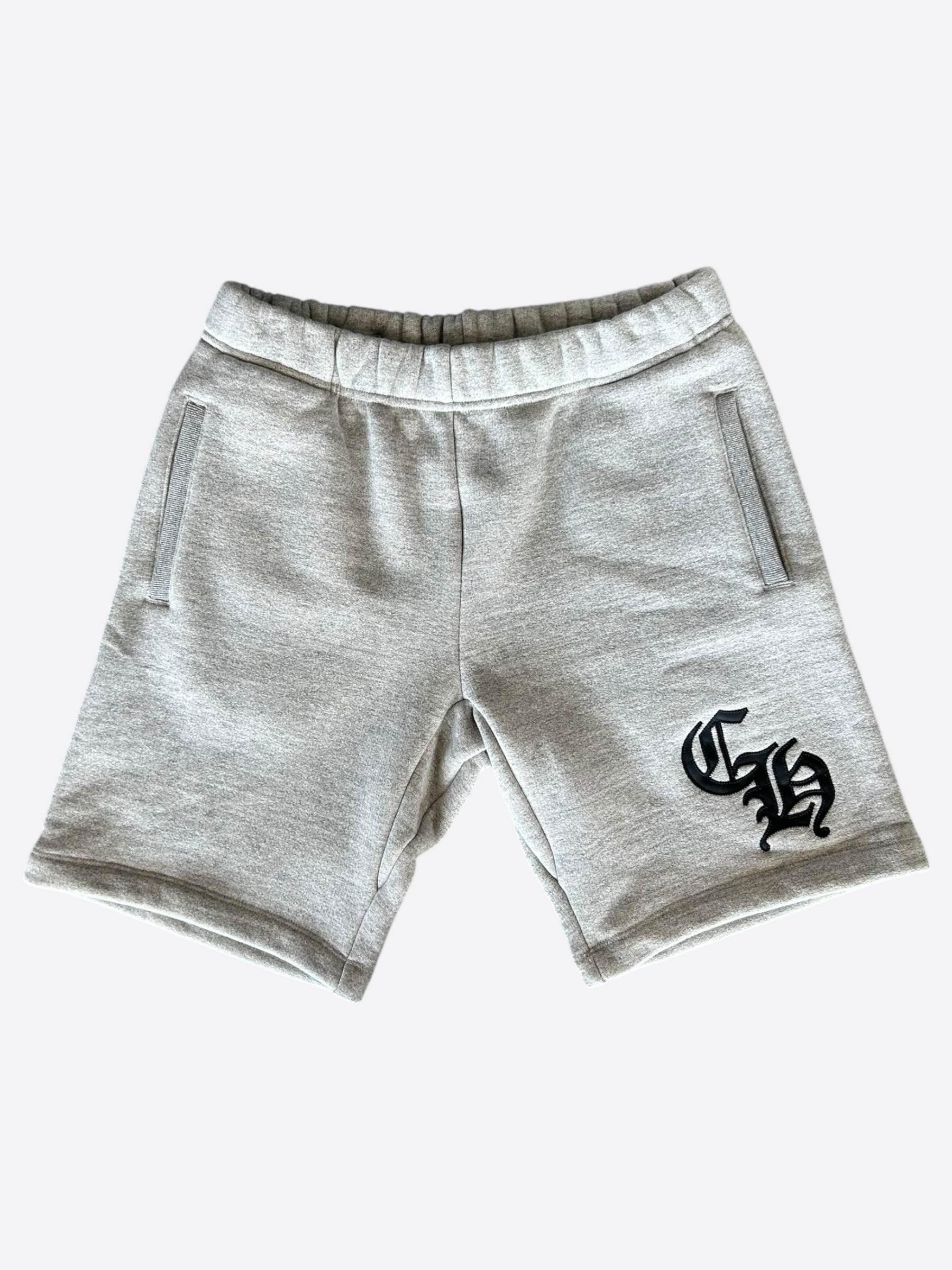 Chrome Hearts Grey & Black CH Logo Embroidered Shorts for Men - Stylish Streetwear & Casual Fashion for Summer Outfits and Lounge Wear