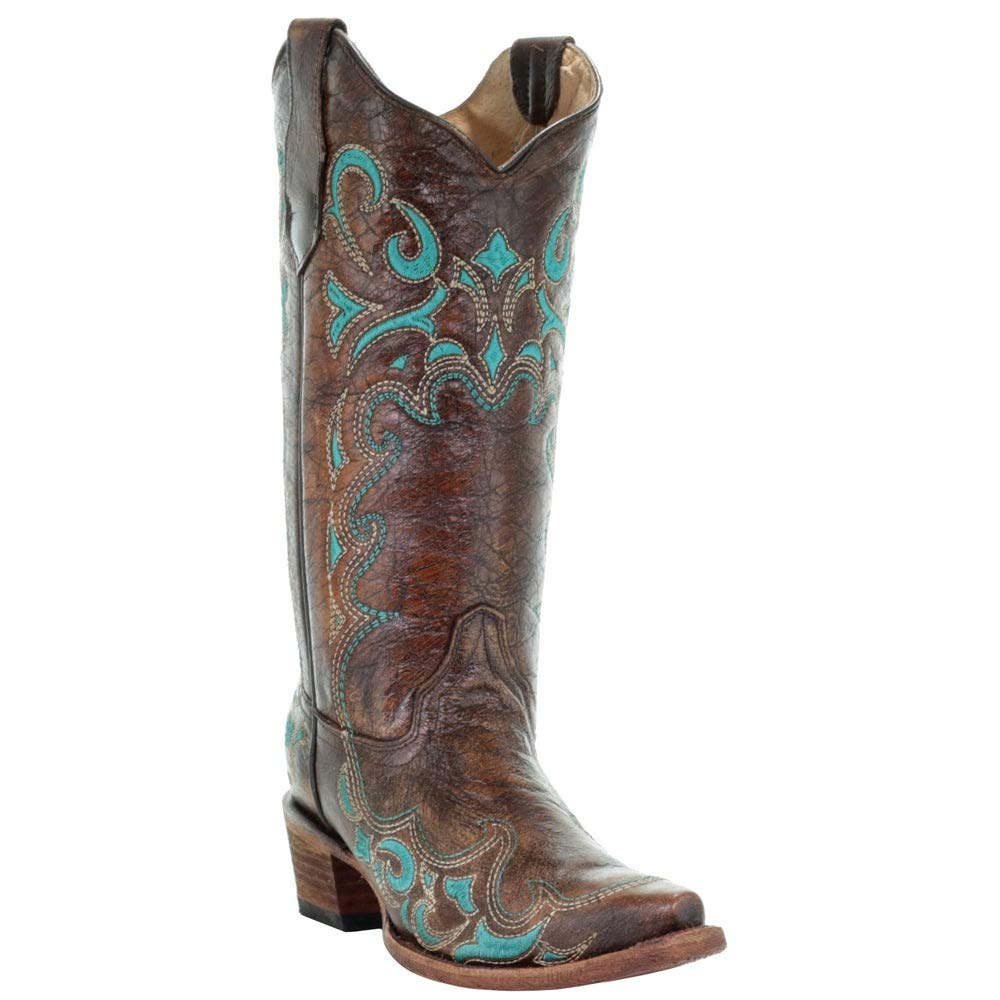 Women's Corral Boots with Side Embroidery - Stylish Western Fashion Boots for Cowgirl, Rodeo, and Country Dancing
