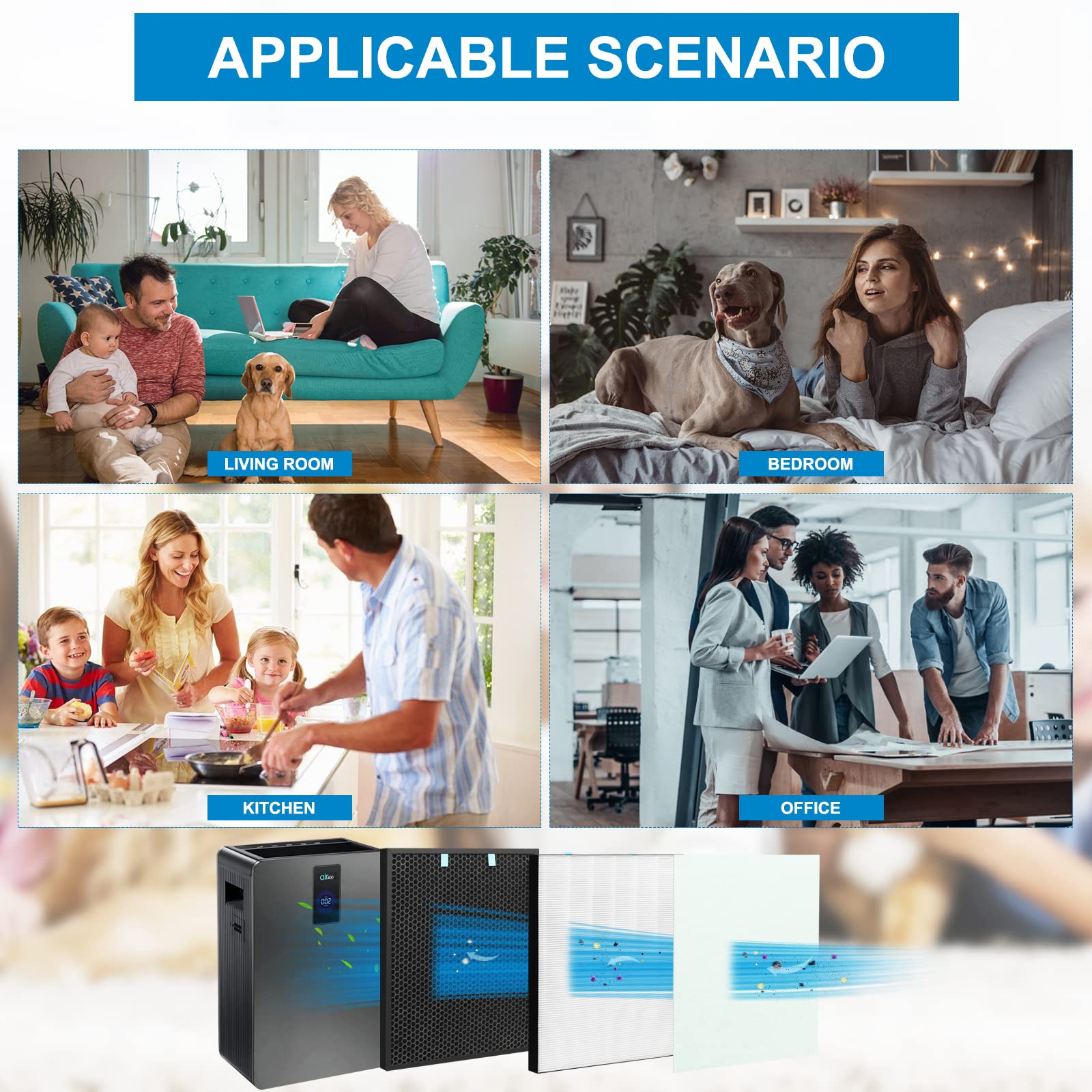 2-Pack Bissell Air400 Replacement Filters - HEPA Activated Carbon Pack 3365, Includes 2521 True HEPA Filters & Pre-Filters, 2520 Active Carbon Filters - for Cleaner Air in Bedrooms, Living Rooms & Offices