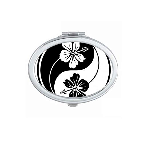 DIYthinker Portable Folding Mirror with Yin-Yang Flower Design - Double-Sided Handheld Makeup Mirror for Travel, Home, and Office Use