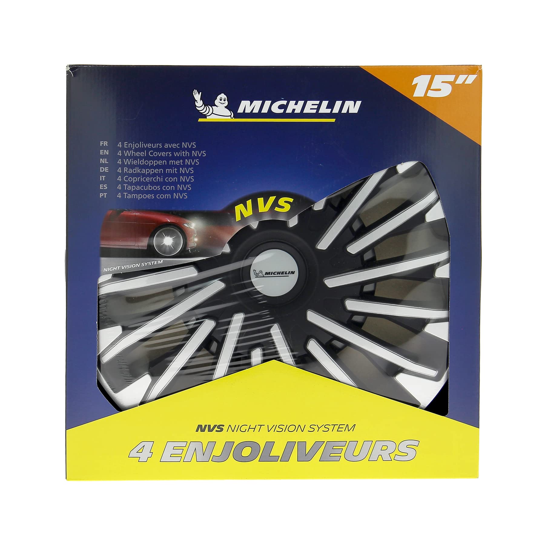 Michelin 0090 Wheel Covers Set of 4 - NVS 942 Grey | Premium Hub Caps for Cars, Trucks & SUVs | Enhance Vehicle Appearance & Protection