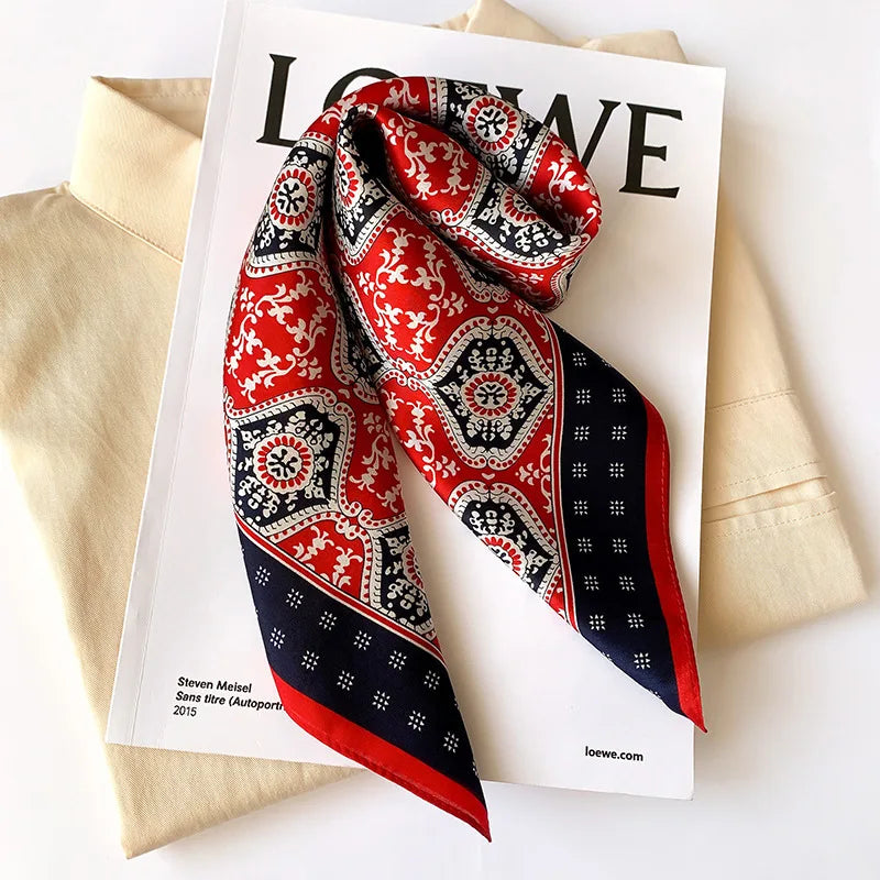 53cm Pure Silk Scarf for Women - Luxury Square Scarves & Fashionable Hair Accessories | Perfect for Hijab, Bandana, Neck Kerchief & Elegant Outfits