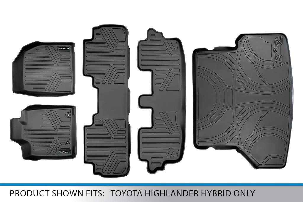 MAXLINER All-Weather Floor Mats & Cargo Liner Set for 2008-2013 Toyota Highlander Hybrid - 3 Row Custom Fit Black Rubber Car Mats - Perfect for Family Road Trips and Outdoor Adventures