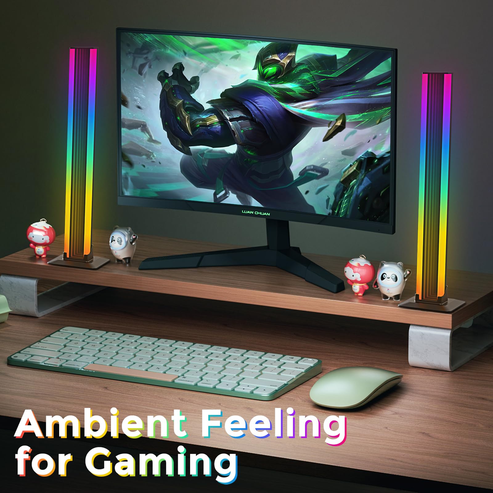 Eukee 2-Pack RGB IC LED Light Bars with Music Sync & App Control - Smart Flow Lighting for PC, TV, Room Decor - Perfect for Gaming Setups, Home Theater & Bedroom Ambiance