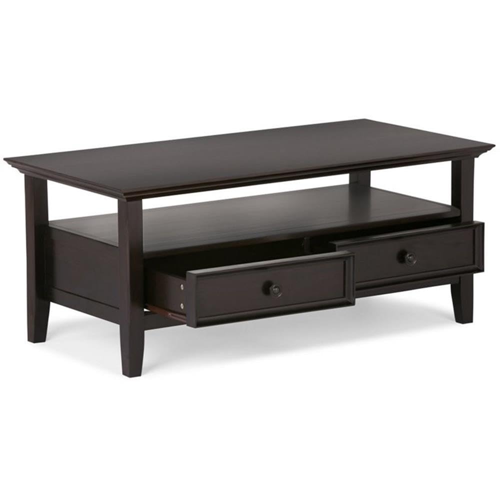 Solid Wood Coffee Table with Drawers - Hickory Brown Finish - Trent Home Rustic Living Room Furniture for Home Decor & Entertainment Spaces