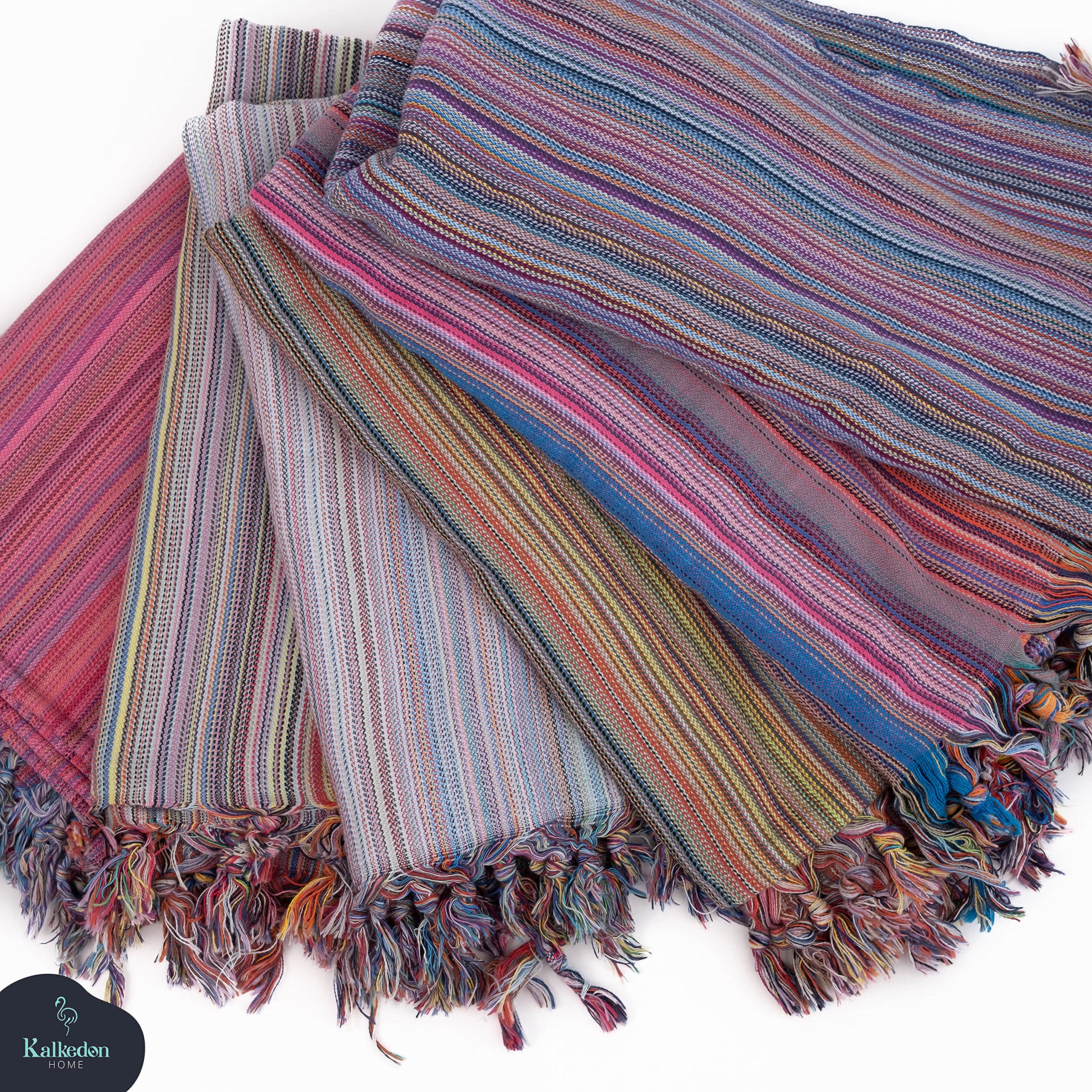 Rainbow Beach Towel - Premium Turkish Cotton Sarong & Yoga Blanket | Soft Peshtemal Wrap for Women | Quick Dry Picnic & Travel Blanket | Perfect for Beach, Pool, Yoga & Outdoor Activities (Pink)