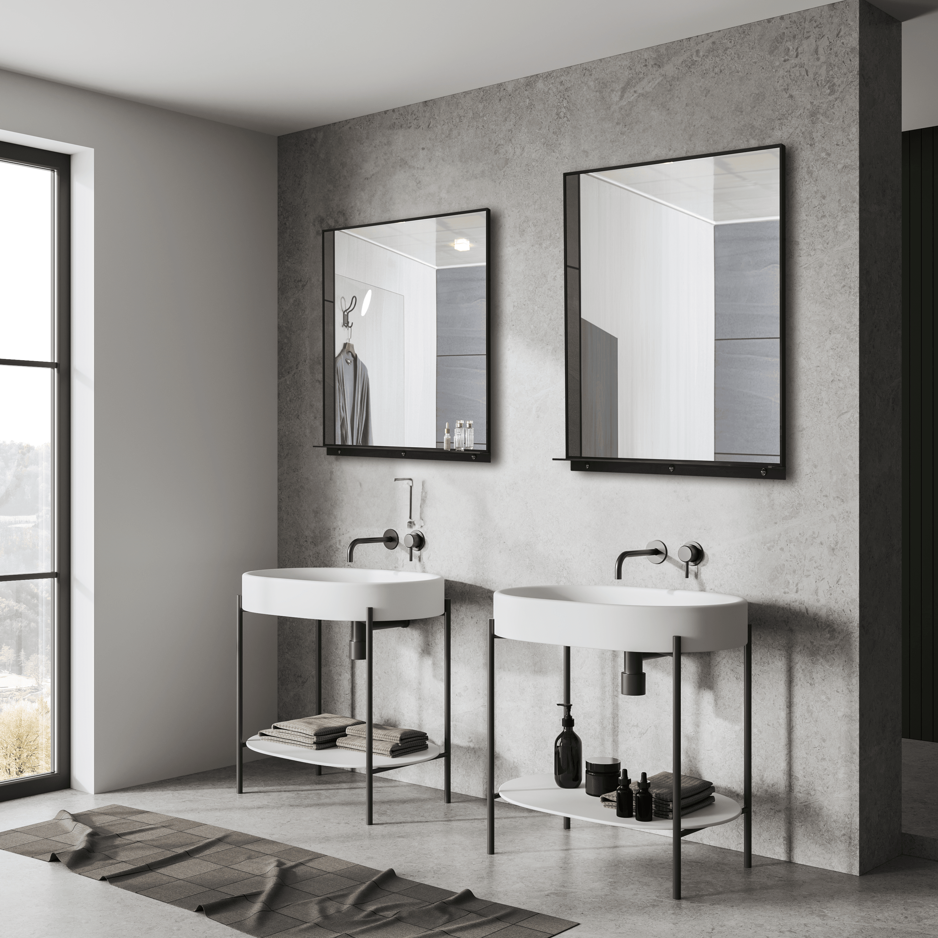 Lexi 24W x 32H Rectangular Framed Wall Mirror with Built-in Shelf - Black & Brushed Nickel Finish | Perfect for Entryway, Bathroom & Bedroom Decor