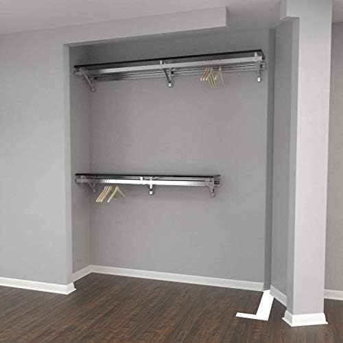 RCMBY Elite 48-Inch Closet Organizer System with Top & Bottom Shelf Rods and Long Hang Espresso Finish - Perfect for Bedroom, Walk-In Closet, and Home Storage Organization