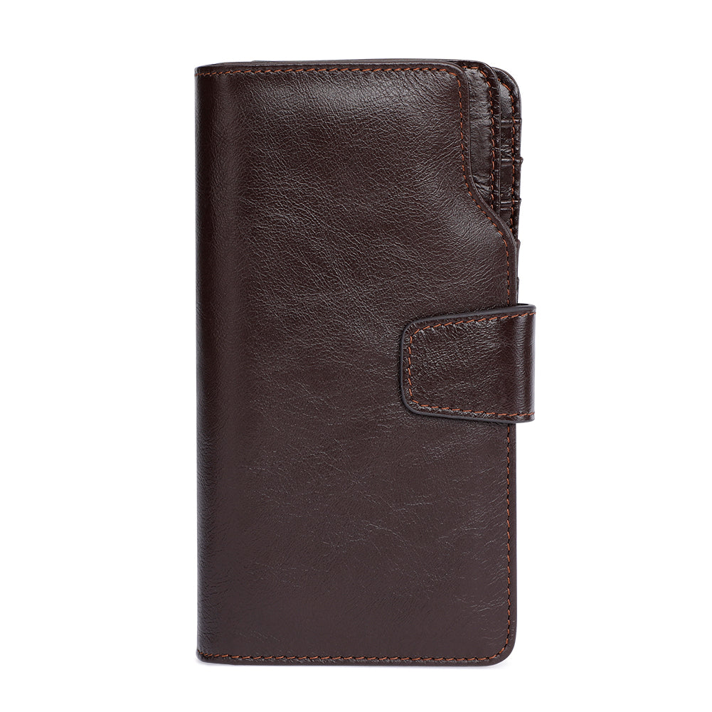 Men's Leather Trifold Wallet with RFID Blocking & Multiple Card Slots - Slim Design for Everyday Carry, Travel & Business Use