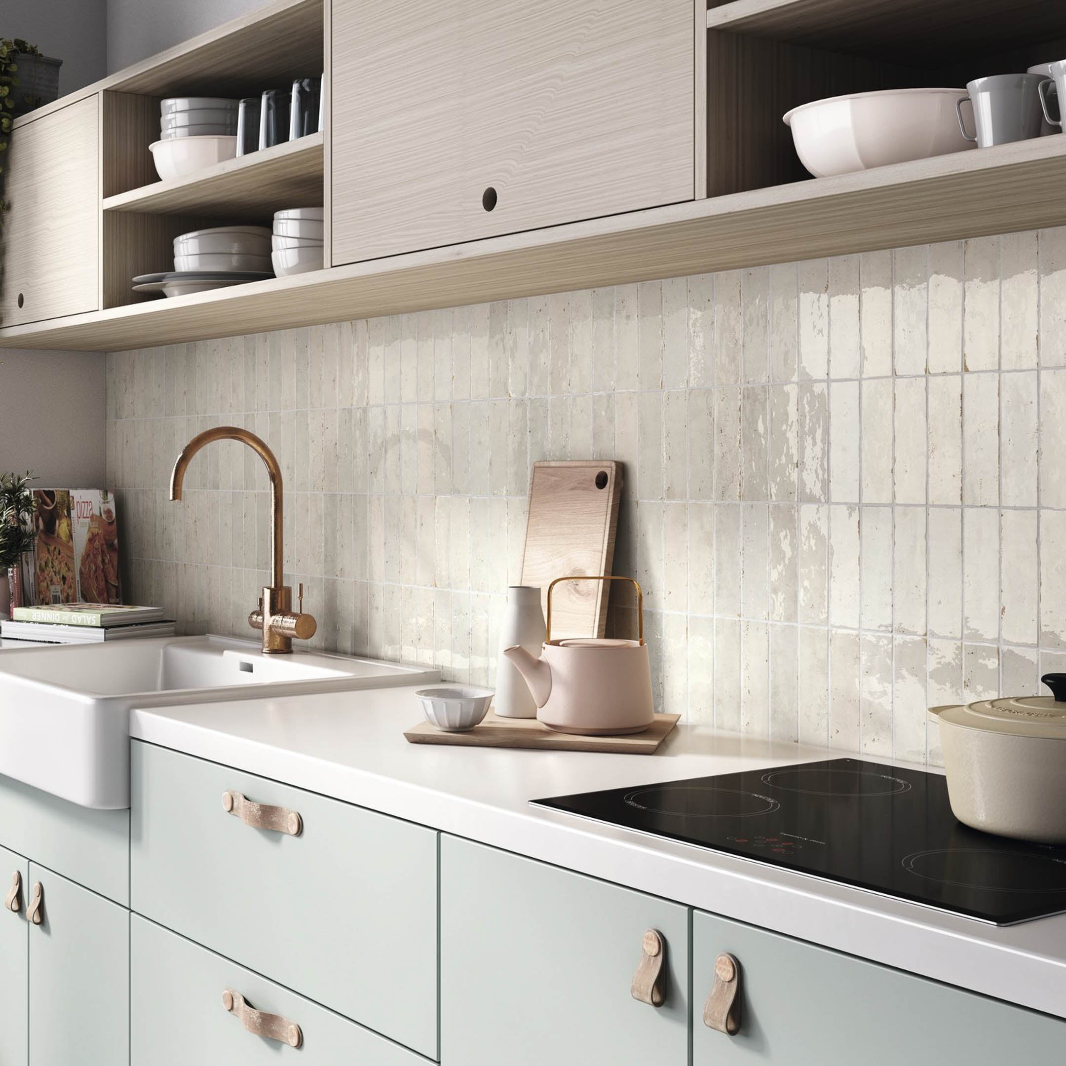 Premium Tennessee Zellige 2x6 Subway Wall Tile - Handmade Ceramic Backsplash Tile for Kitchen, Bathroom & Shower - Waterproof & Durable Glossy Finish