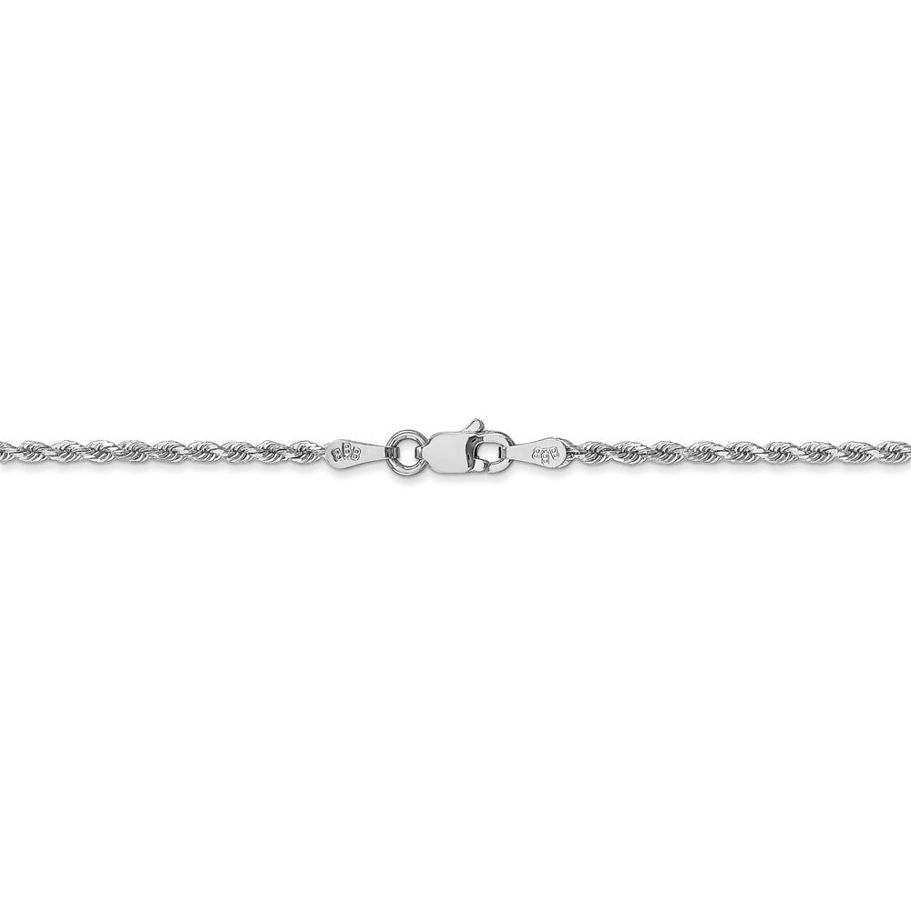 14K White Gold Diamond Cut Rope Anklet Bracelet - 1.8mm Thin Chain with Secure Lobster Clasp - Elegant Ankle Jewelry for Women, Perfect for Beach, Party & Everyday Wear
