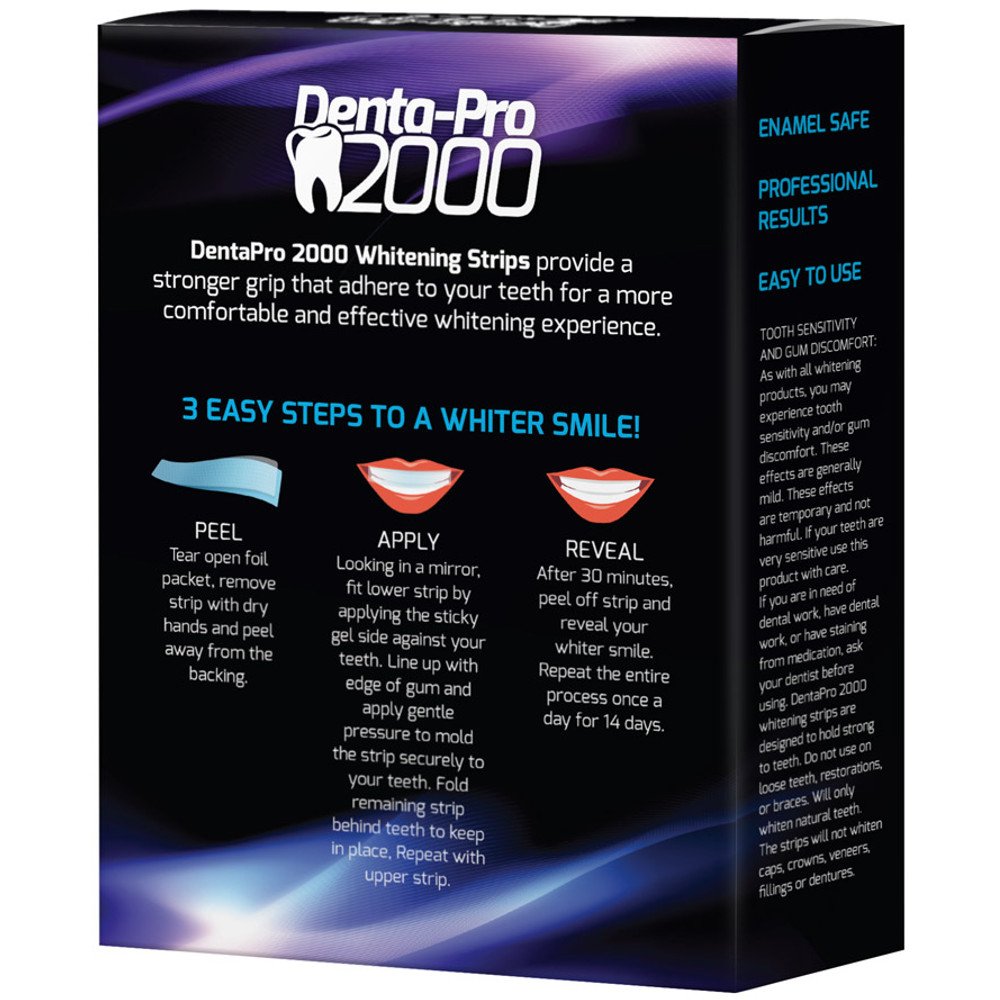 DentaPro2000 Professional Teeth Whitening Strips - Dentist Certified, Enamel Safe, Instant Results - 28 Count for At-Home Teeth Whitening | Perfect for Special Occasions & Daily Bright Smile Maintenance
