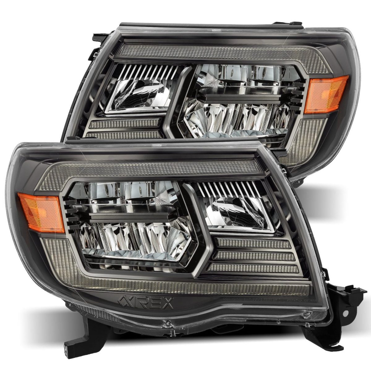 05-11 Toyota Tacoma LUXX Series LED Crystal Headlights Alpha Black - High Performance LED Headlights for Off-Road & Night Driving