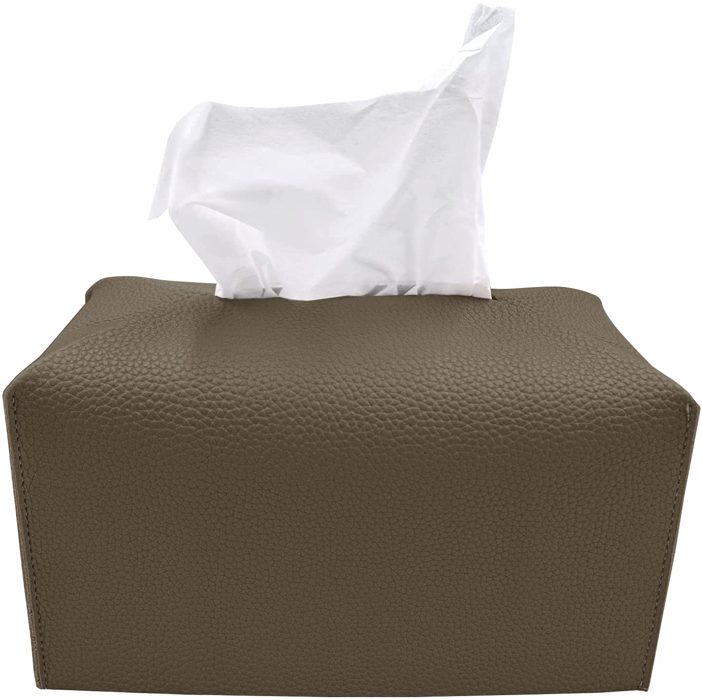 Carrotez Modern PU Leather Tissue Box Cover - Decorative Rectangular Holder for Bathroom, Vanity, Office Desk & Nightstand (9.5