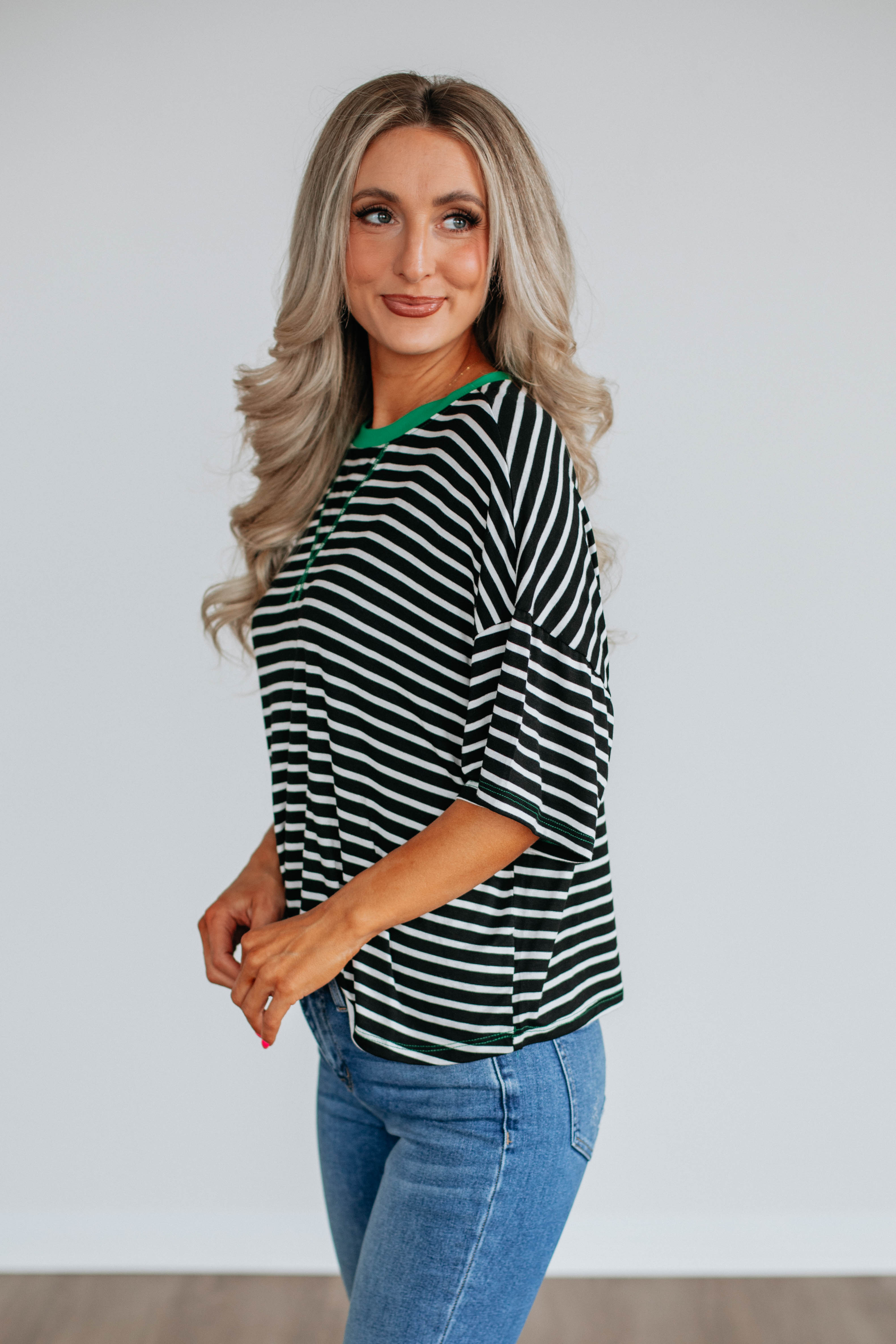 Stylish Cale Striped Top in Black Mix - Perfect for Casual Outings & Everyday Wear