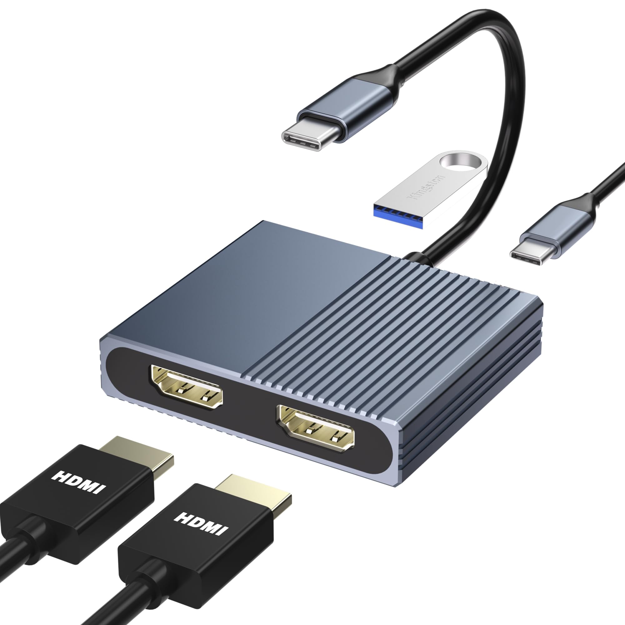 Dual Monitor USB C Docking Station for Dell HP Lenovo Mac - 2 HDMI 4K USB 3.0 PD Laptop Adapter - Perfect for Home Office & Multi-Screen Workstations