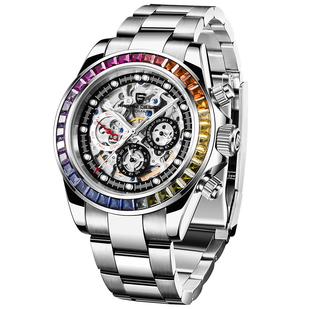 PAGANI DESIGN Men's Quartz Watch with Japanese Movement - Sports Chronograph, Stainless Steel Multi-Function Waterproof Watch for Running, Swimming & Outdoor Activities