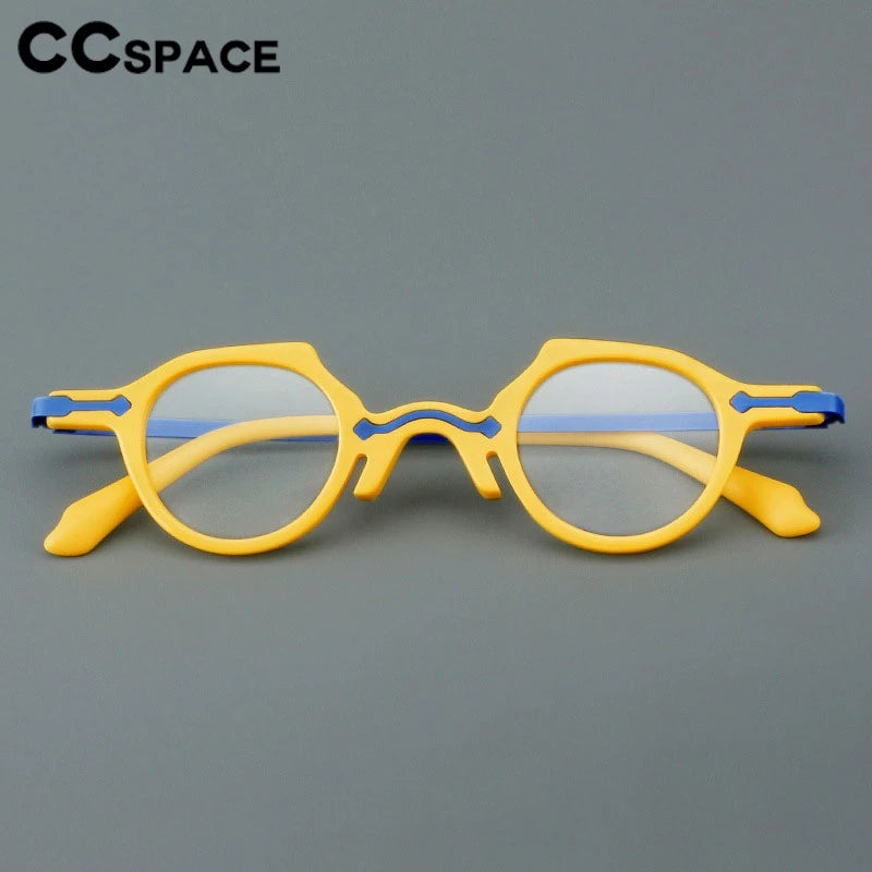 CCspace Women's Full Rim Irregular Round Acetate Eyeglasses Frame 302177 - Trendy Retro Glasses for Women, Fashionable Eyewear for Work, Reading & Daily Use