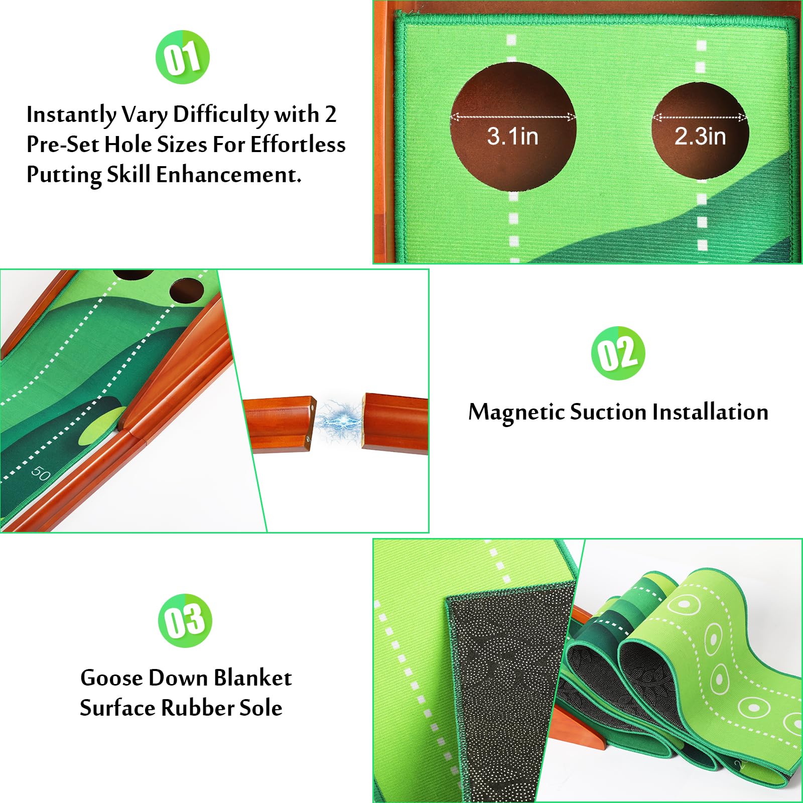 **9.8ft Auto-Return Golf Putting Mat - Indoor Golf Training & Practice Mat with 2 Golf Balls | Perfect for Home, Office & Backyard Practice | Great Golf Gift for Men**