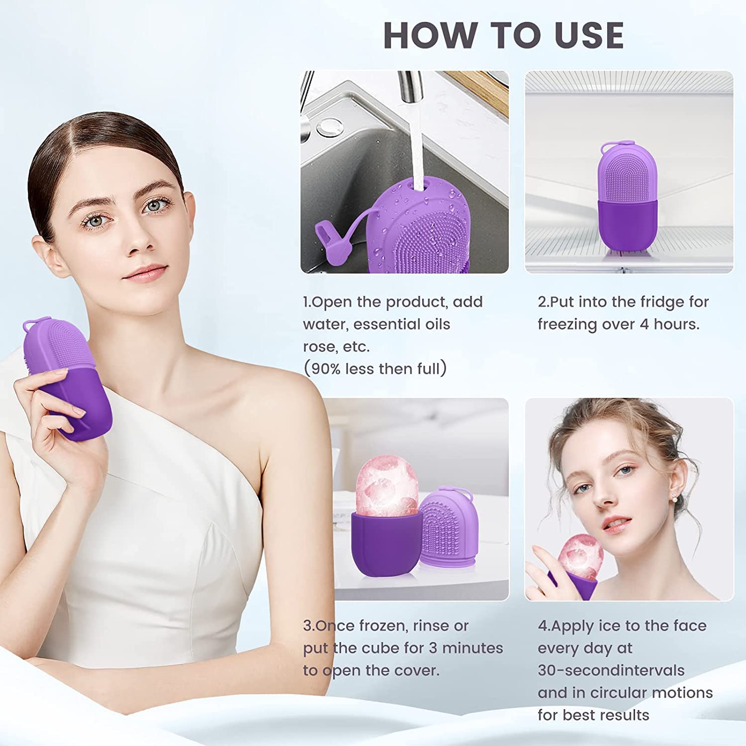 XSKY Ice Roller for Face Massager with Scrub - Cooling Facial Massage Tool to Enhance Skin Glow, Shrink Pores & Tighten Skin | Reusable Face Roller for Women | Perfect for Morning Routine, Post-Workout Recovery & Makeup Prep