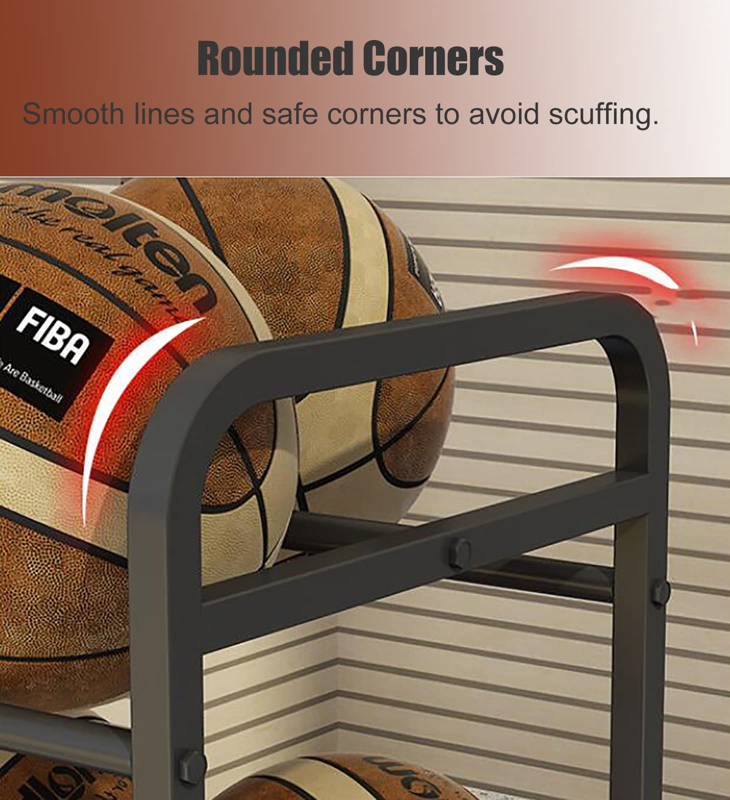 4-Tier Heavy Duty Sports Equipment Rack on Wheels for Basketball & Outdoor Gear - Black
