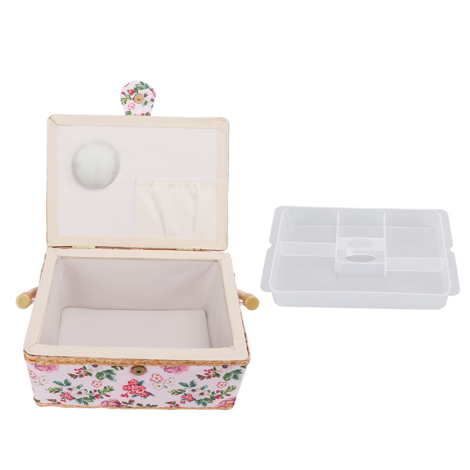 Gaeirt Large Sewing Basket with Floral Design - Multi-Compartment Storage Box for Sewing Supplies, Travel & Home Organization | Perfect for Crafting, Needlework & On-the-Go Storage