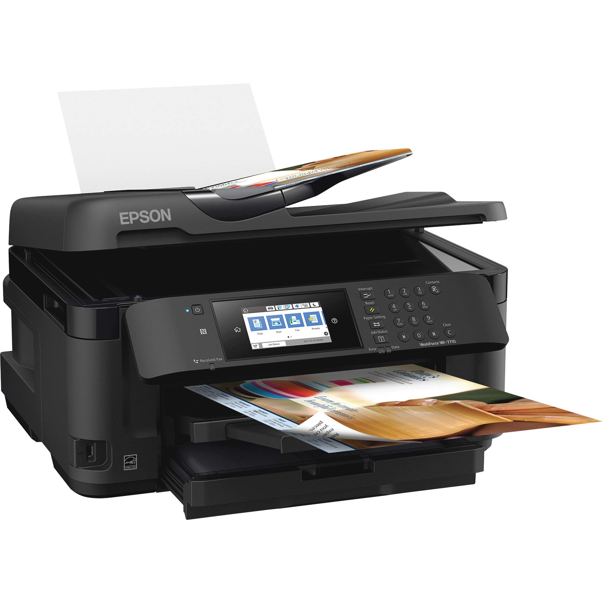 WorkForce WF-7710 Wireless Wide-format Color Inkjet Printer with Copy, Scan, Fax, Wi-Fi Direct & Ethernet - Ideal for Home Office, Small Business & Graphic Design Printing