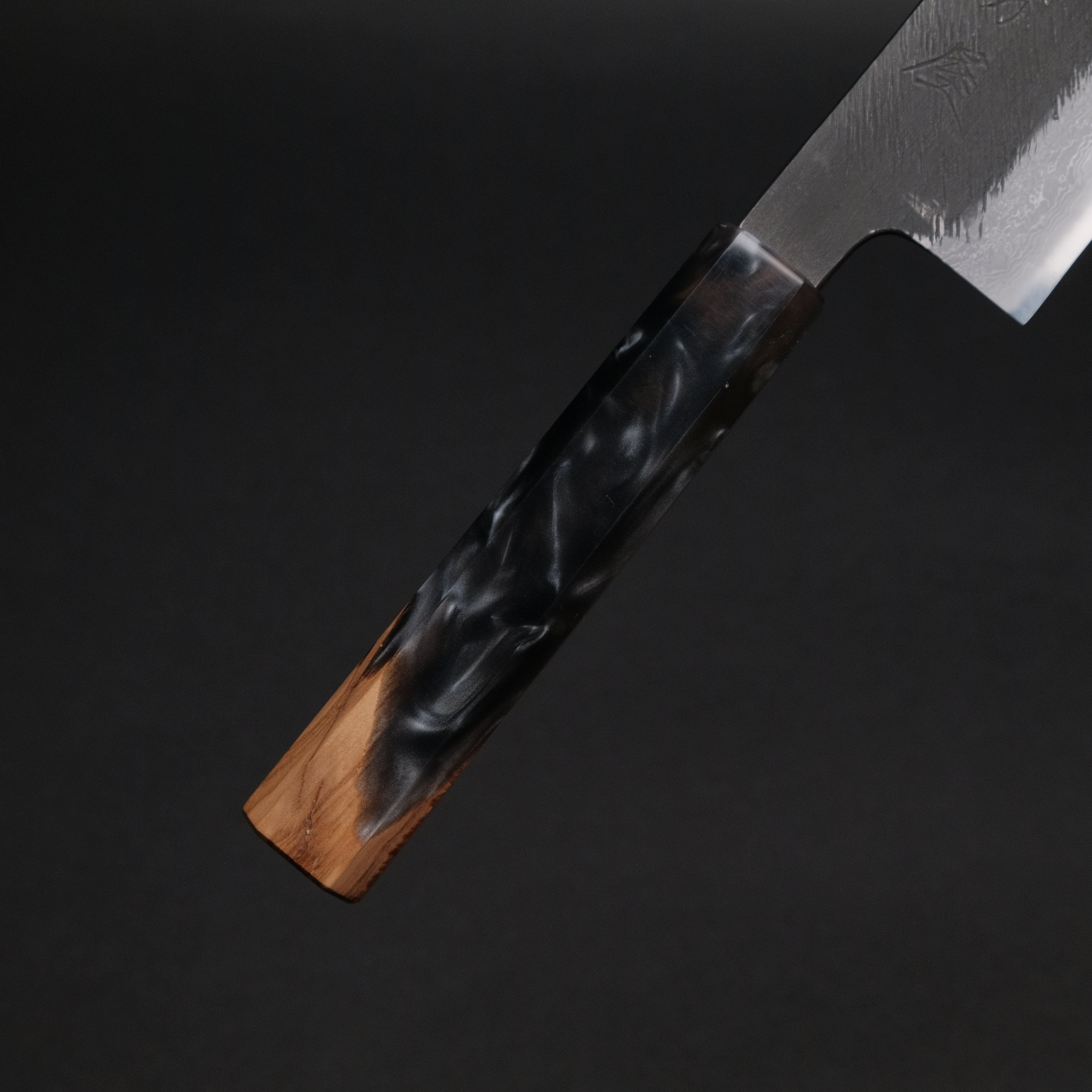 Premium Ajikataya White #2 Matsuba Damascus Hakata 180mm Kitchen Knife with Olive Wood & Resin Handle (#24) - Perfect for Sushi, Sashimi, and Japanese Cuisine Preparation