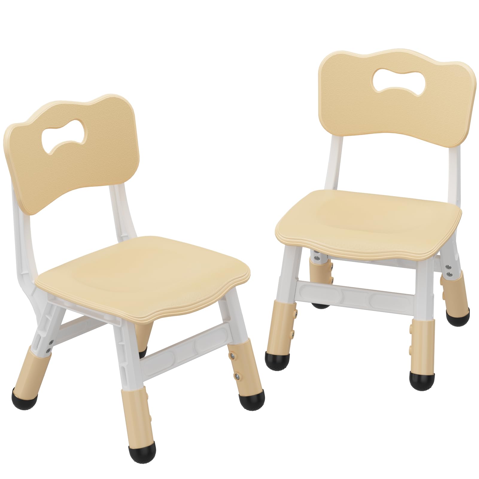 GAOMON Kids Chairs 2 Pack - 3 Level Height Adjustable Toddler Chairs for Boys & Girls Age 2-6, Durable Plastic Children's Chairs for Home, Classroom, Nursery - Natural Color (Perfect for Learning, Eating & Playtime Activities)