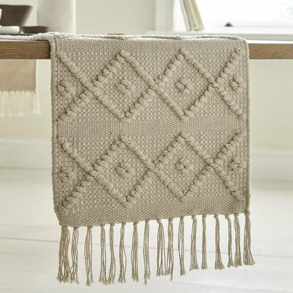 Slazie Premium Boho Cotton Table Runner 14x72 Inches - Cream - Elegant Dining Table Decor for 4-6 Seater Tables, Coffee Tables & Centerpieces | Perfect for Boho Chic Home Decor, Wedding Reception & Restaurant Table Settings