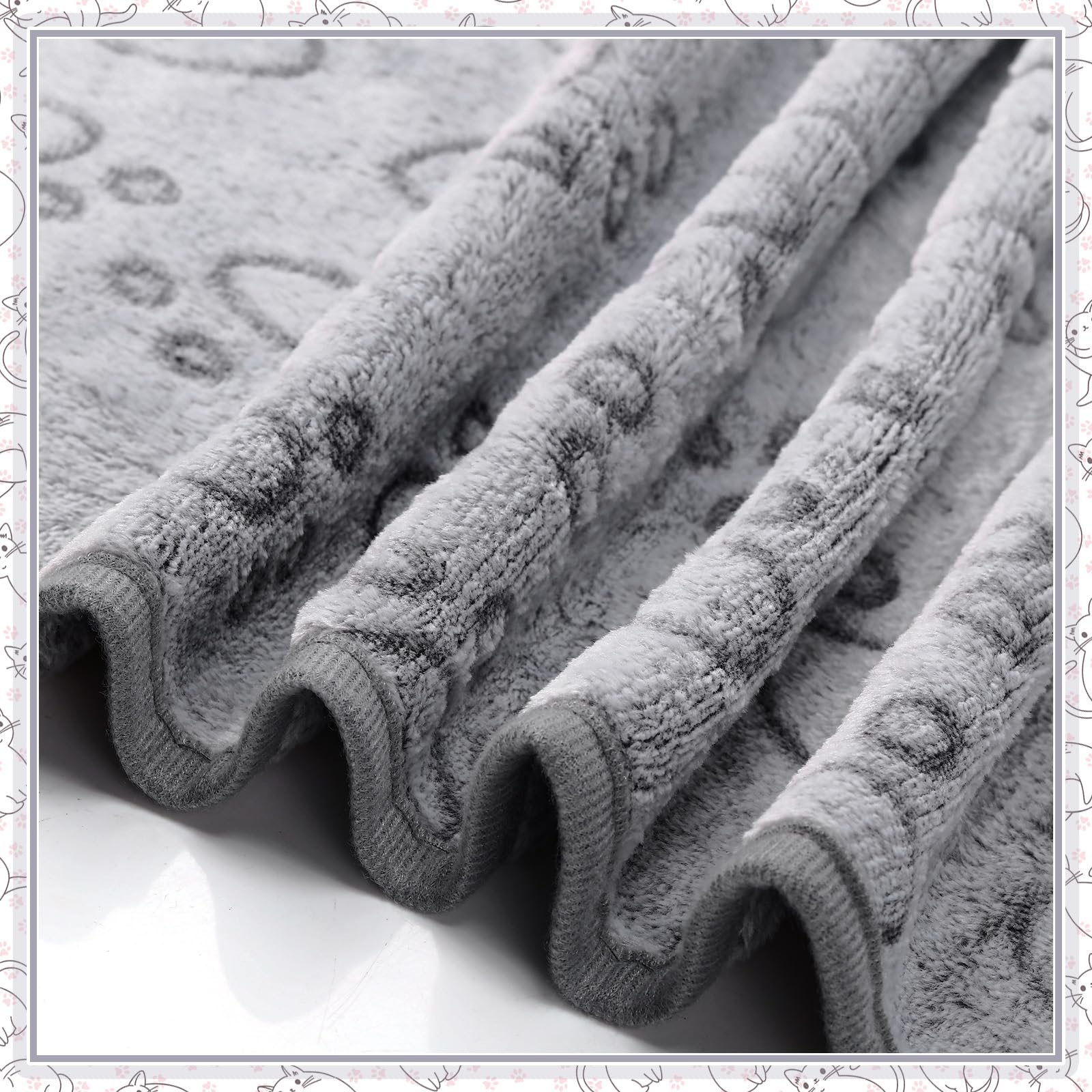 Soft Fleece Pet Blanket for Dogs & Cats - Warm Fluffy Throw for Sleeping - Paw Print Design (23x16 Inch, Gray)