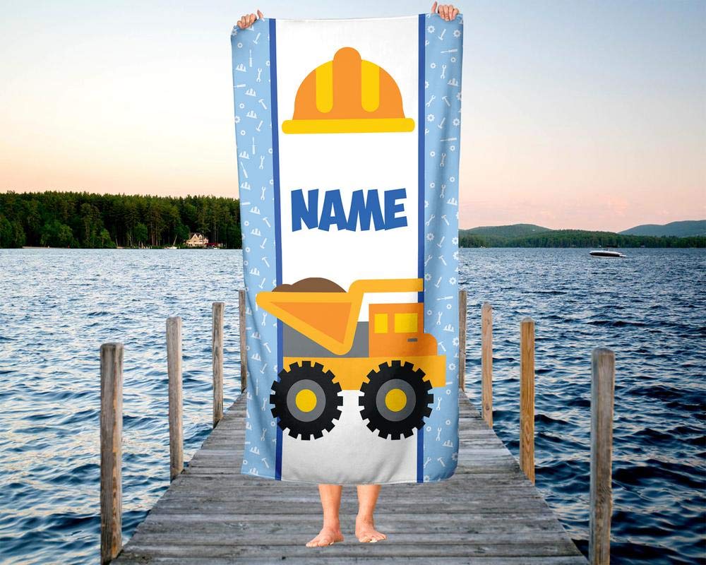 Custom Personalized Kids Beach Towels - Police, Firetruck & Dump Truck Designs for Boys & Girls | Large Soft Outdoor & Pool Towel for Swimming, Bath Time & Summer Fun
