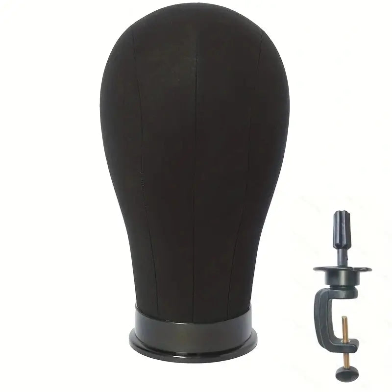 Black Canvas Wig Mannequin Head with Free Clamp Holder - Perfect for Styling, Cutting & Practicing Hairstyling at Home or Salon