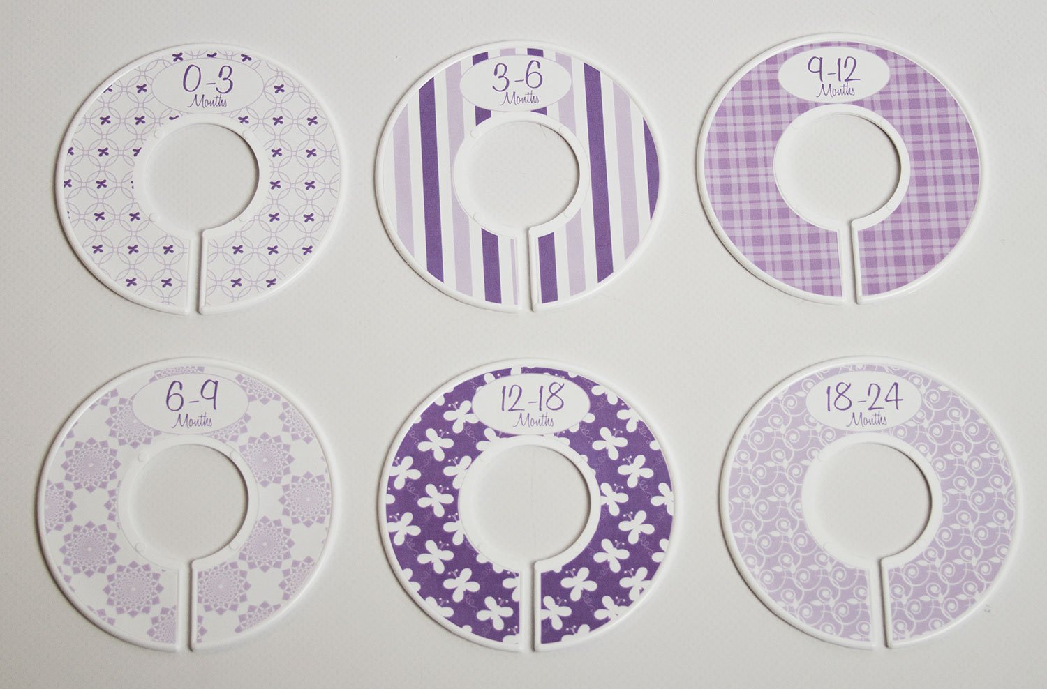 6-Pack Baby Girl Nursery Closet Dividers - Size C134, Purple Theme - Perfect for Organizing Baby Clothes & Nursery Storage