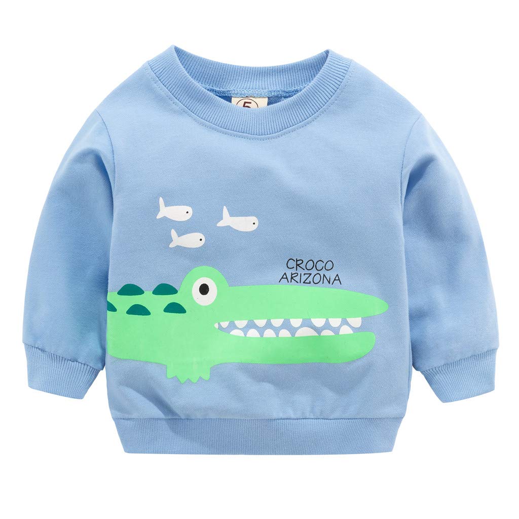 Boys & Girls Cartoon Print Long Sleeve Polo T-Shirt - Cute Toddler Kids Top for School, Playdates & Family Outings
