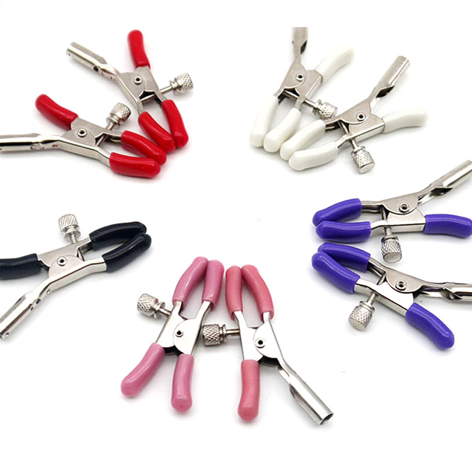 Adjustable Stainless Steel Body Clamps with Chain Necklace - Non-Piercing Faux Body Jewelry for Carnival, BDSM, Fetish & Cosplay - Secure Pressure Clip Rings for Costume Accessories & Alternative Fashion