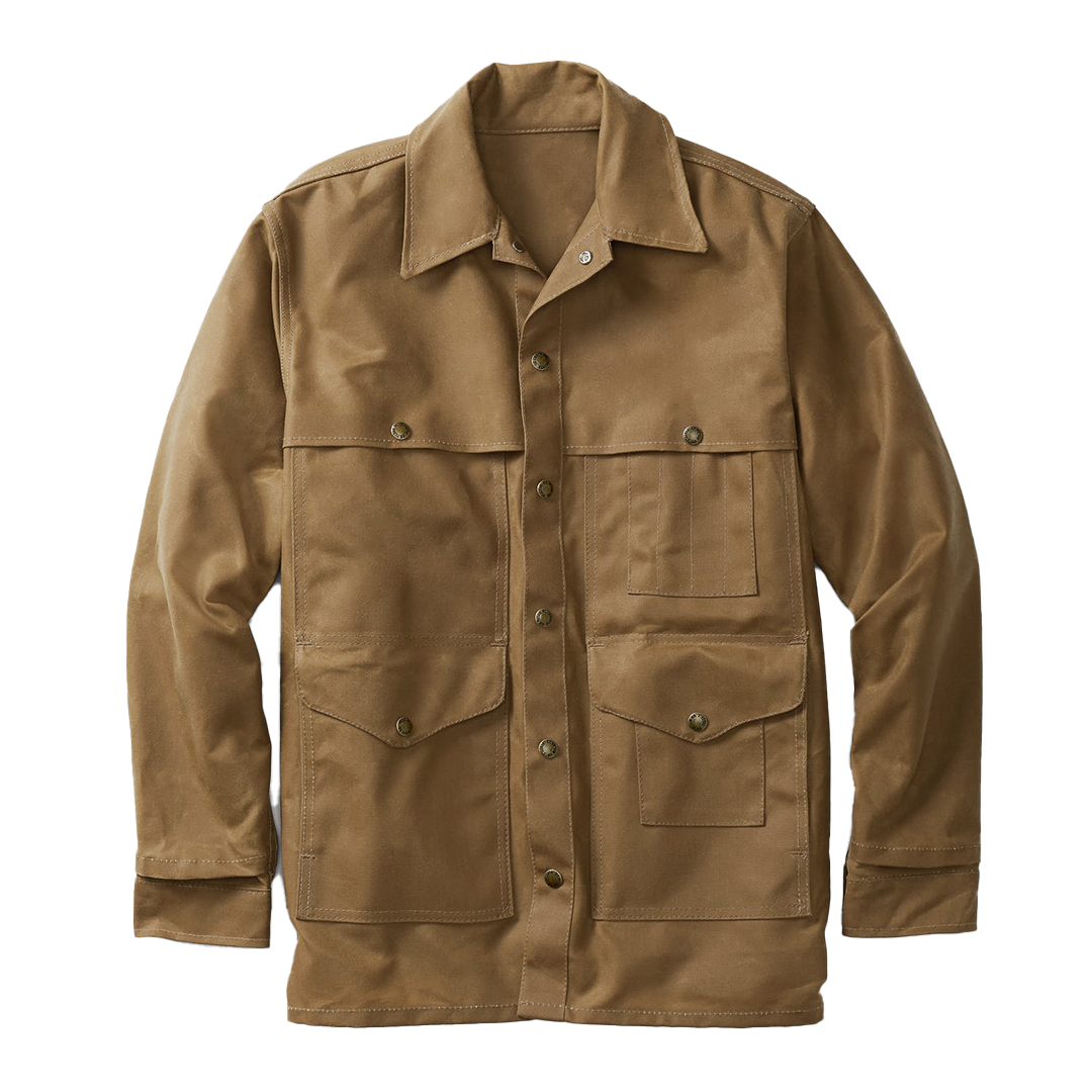Filson Tin Cloth Cruiser Jacket for Men - Waterproof & Durable Dark Tan Outdoor Workwear - Perfect for Hunting, Fishing & Hiking Adventures