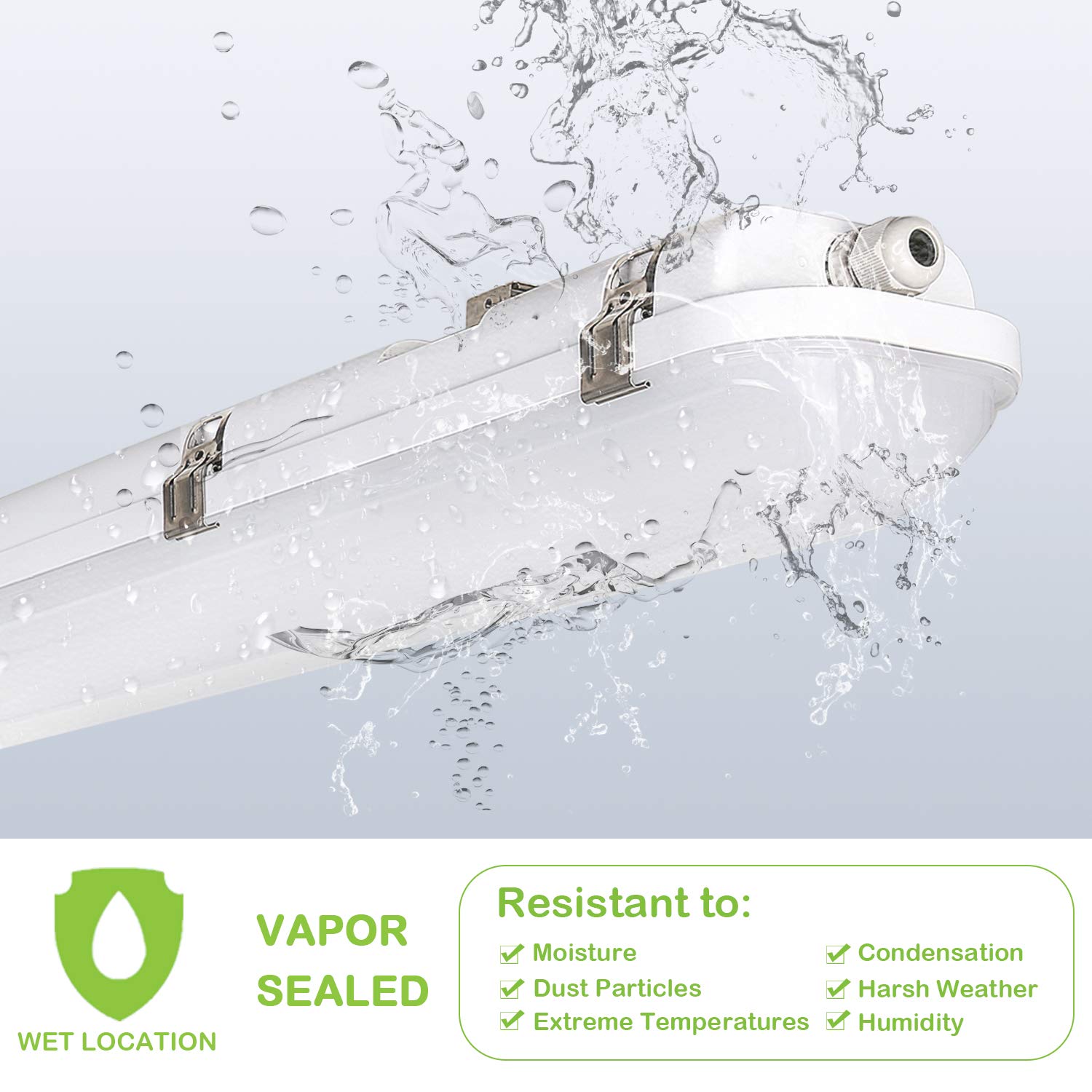 Hykolity 4FT LED Vapor Tight Light Fixture - 40W/50W/60W Selectable, 4000K/5000K/6000K CCT, 130lm/W, Waterproof IP65 - Ideal for Parking Garages, Carports, Car Washes & Industrial Areas (4-Pack)
