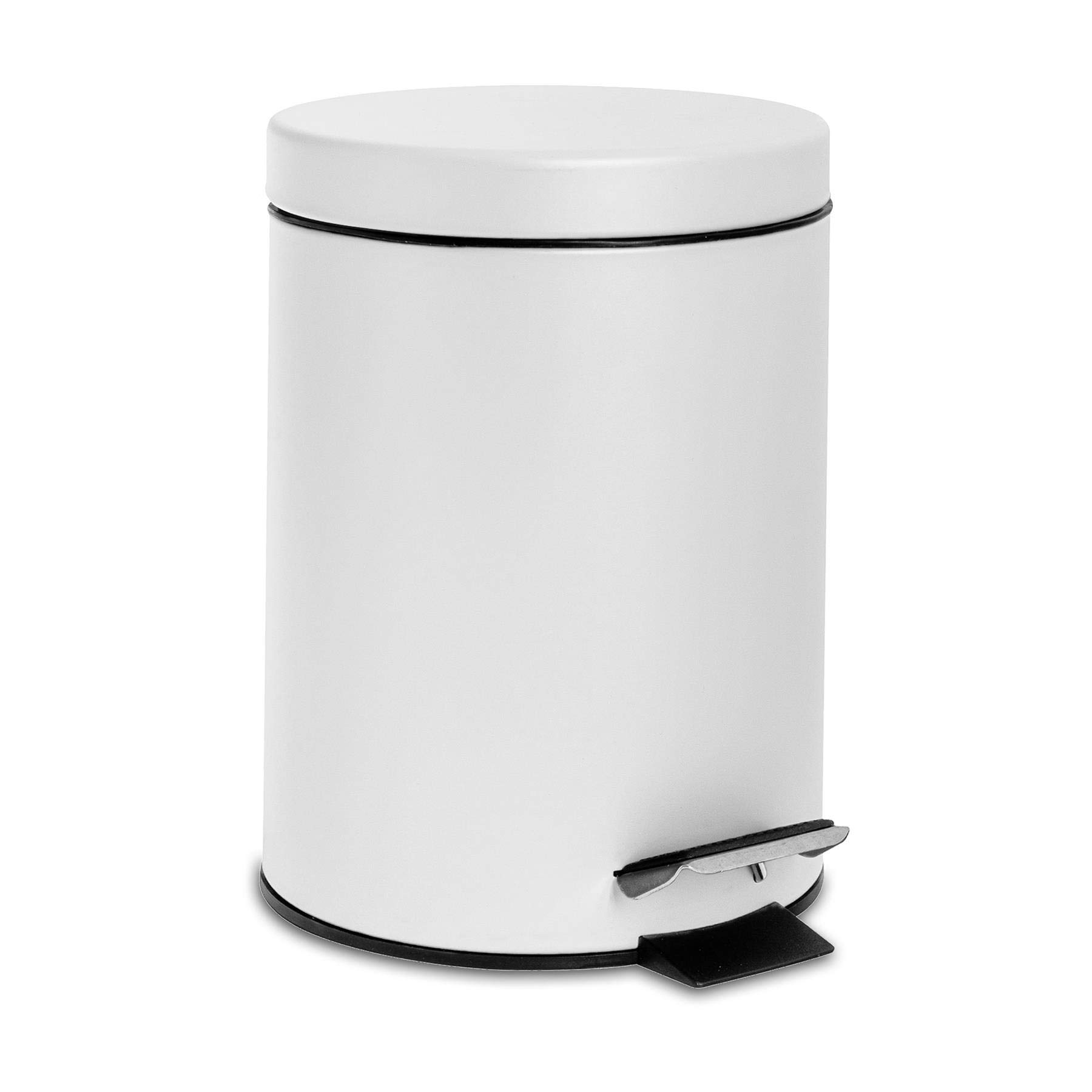 Harbour Housewares 3L Stainless Steel Pedal Trash Can - Matte White Round Bathroom & Kitchen Garbage Bin with Lid & Removable Inner Bucket - Perfect for Small Spaces, Office, Bedroom & Bathroom Waste Disposal