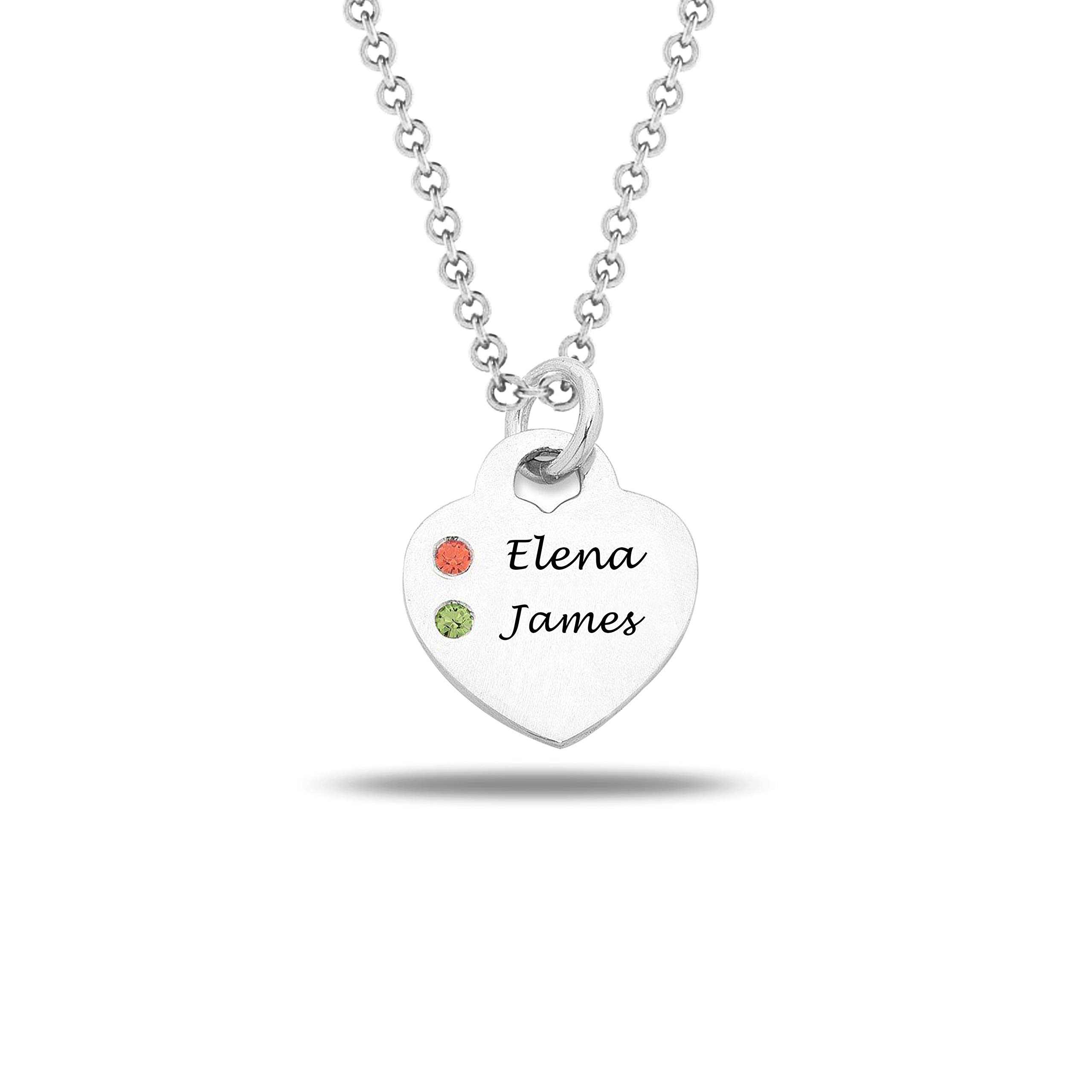 Personalized Name Necklace for Women - Custom Engraved Family Circle Pendant with Birthstone & Heart Charm - Couple & Teen Gift Idea for Anniversary, Valentine's Day & Mother's Day - Perfect for Everyday Wear & Special Occasions