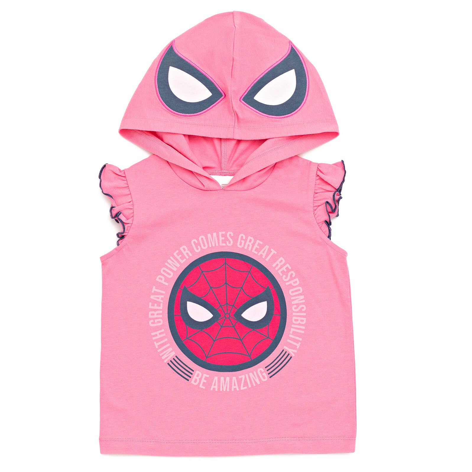 Spider-Man Girls Cosplay Outfit Set - Tank Top & French Terry Dolphin Shorts for Toddler to Big Kids (2T-16) | Halloween Costume, Birthday Party, Comic-Con Cosplay