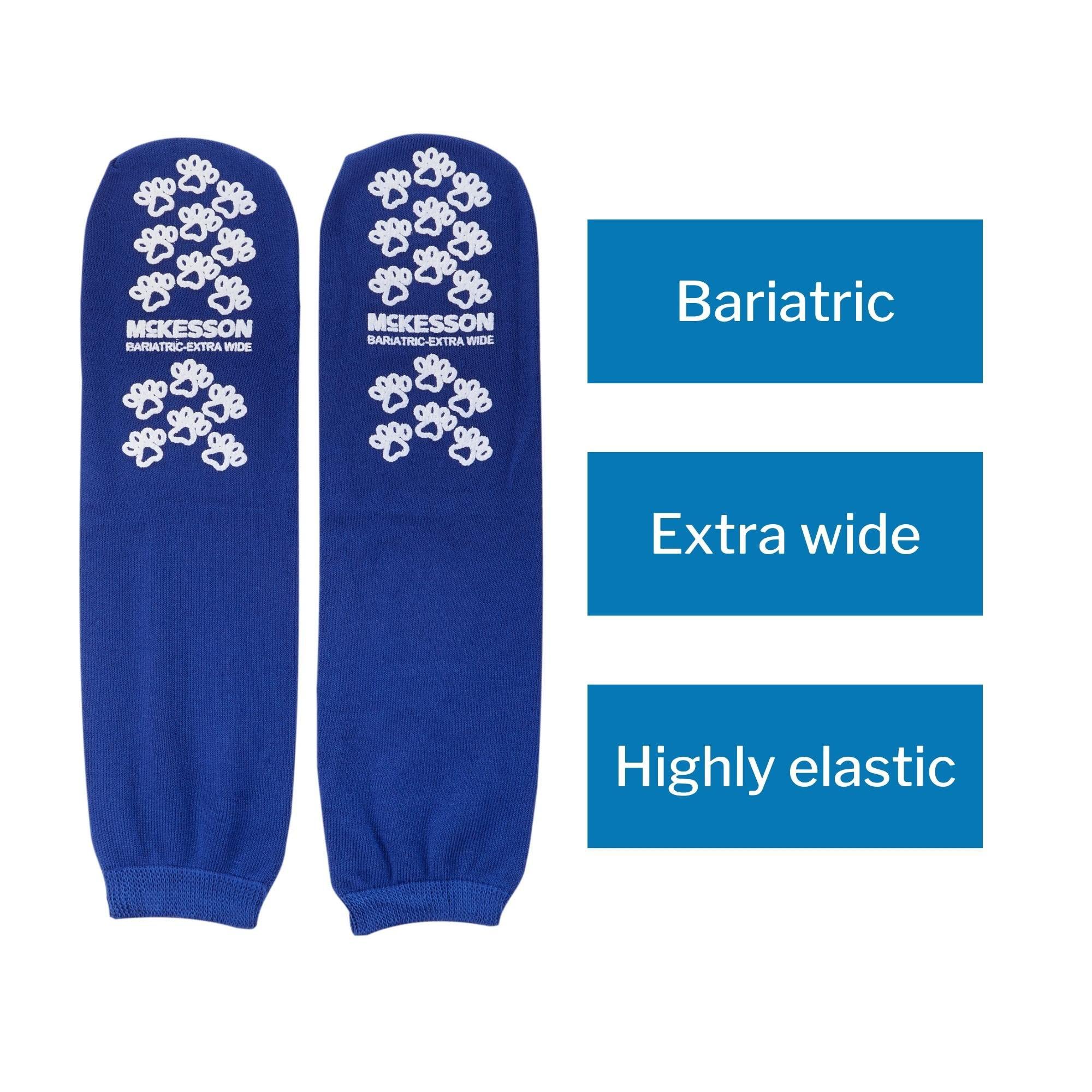 McKesson Non-Slip Terry Slipper Socks for Adults - Royal Blue, Size 12 & Up (96 Pairs) - Cozy Hospital & Home Footwear for Patients & Seniors