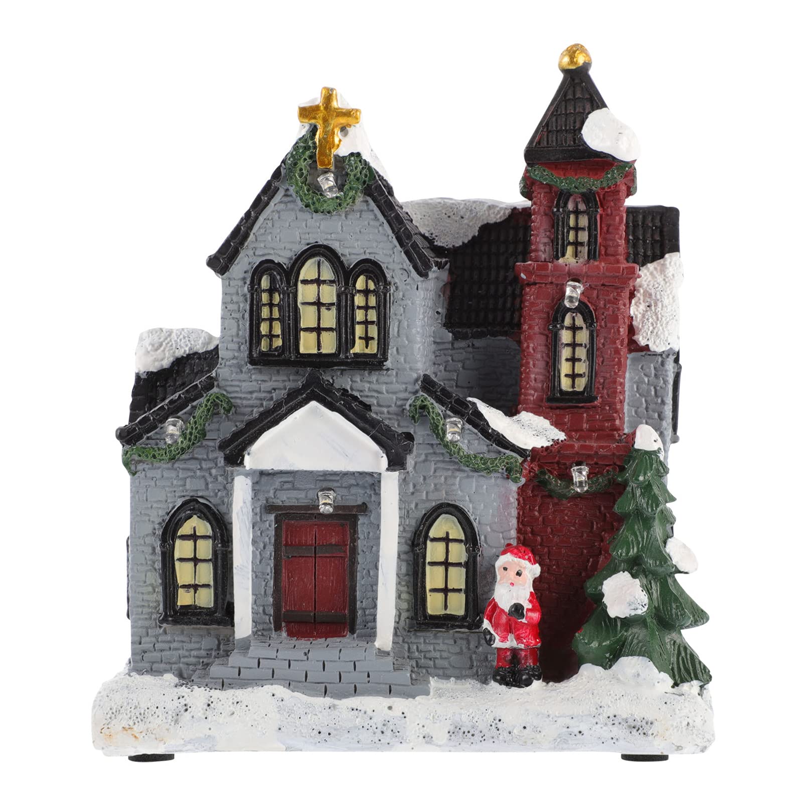 Uonlytech Christmas Resin Little House with LED Lights - Holiday Decor, Xmas Party Ornament, Glowing Villa Craft for Home, Tabletop, Gift & Festive Decorations